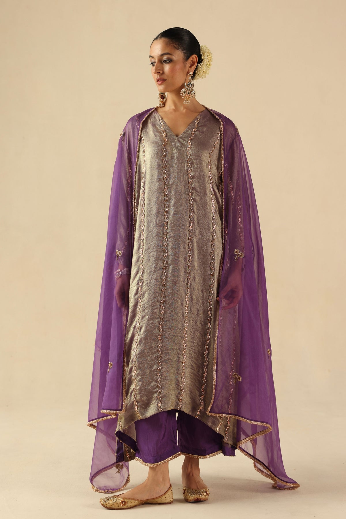 Purple Jhoomar Kurta Set