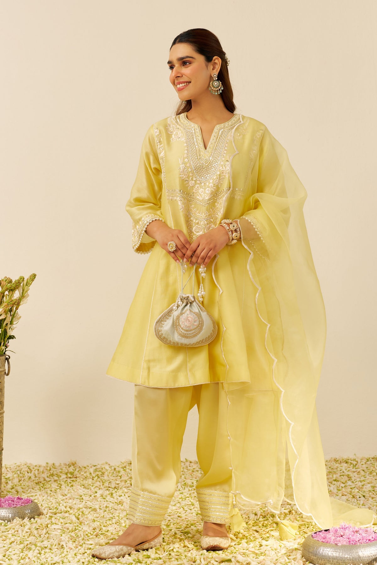 Aiza Yellow Kurta With Salwar