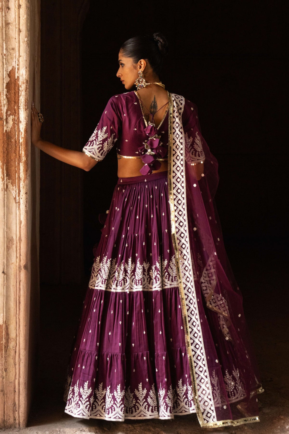 Wine Forest Maharani Lehenga Set