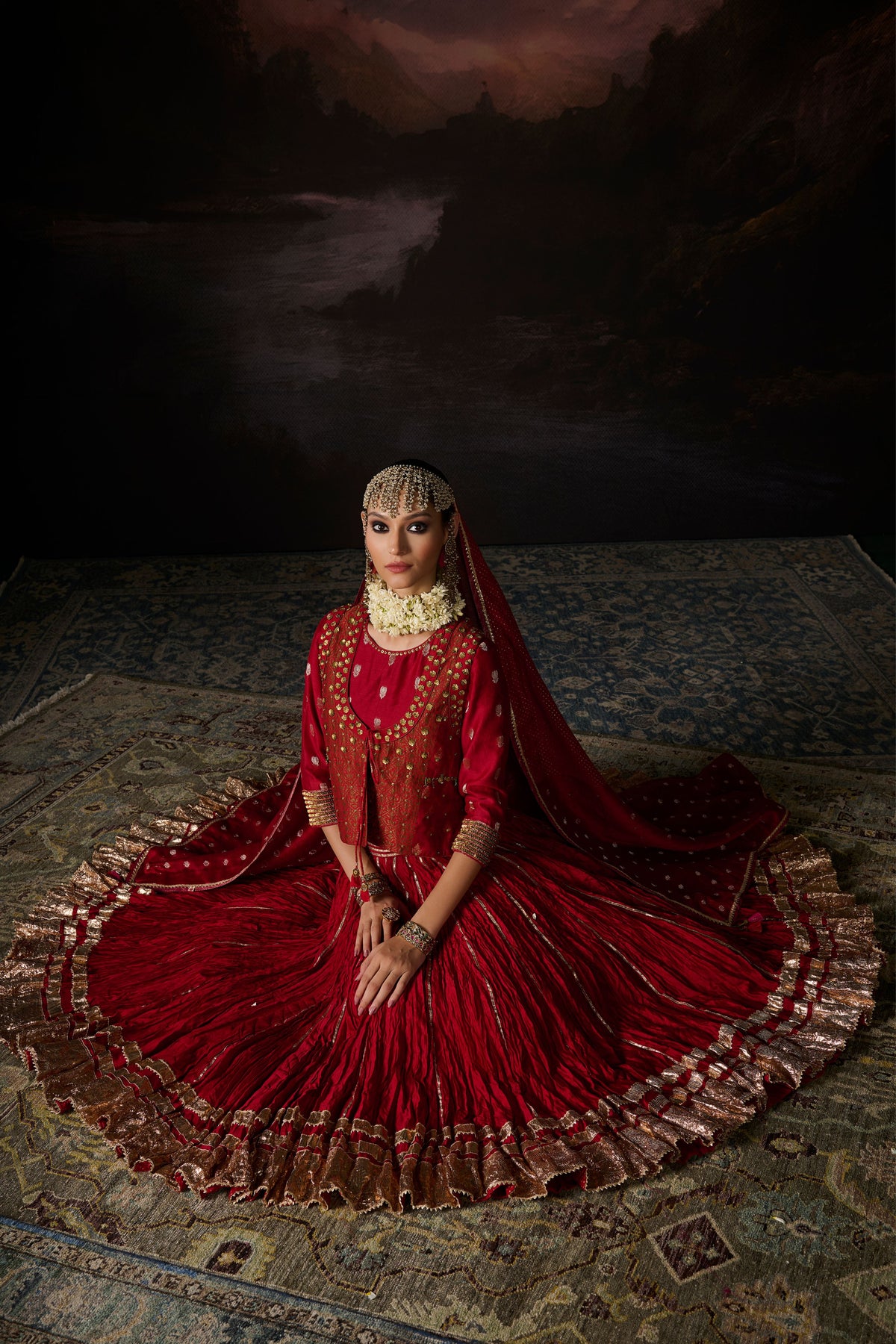 Huda Ruhi Red Lehenga Set
