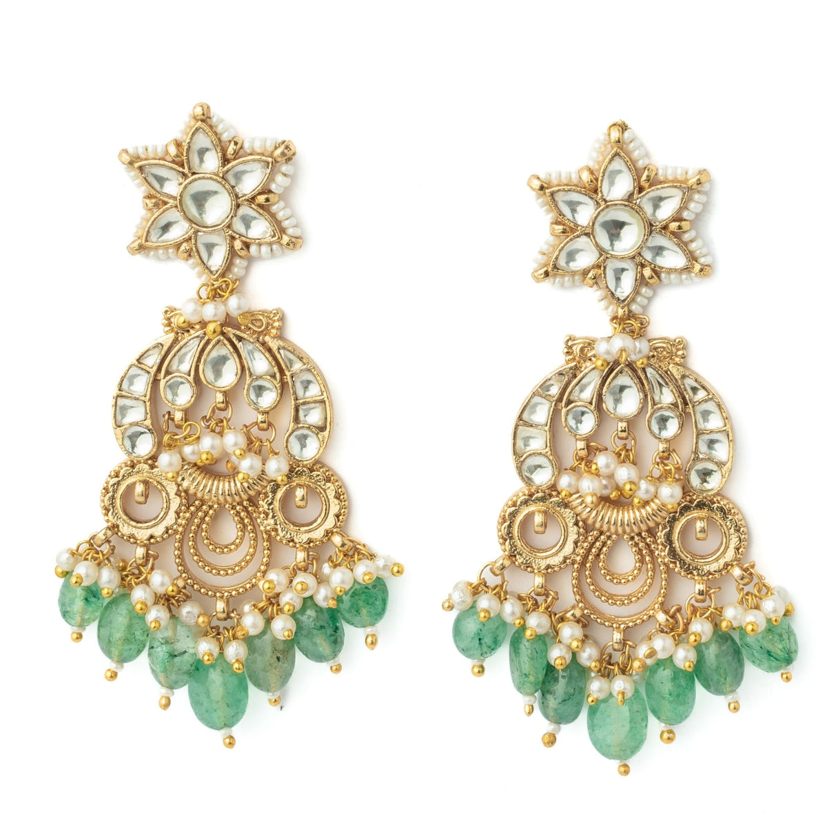 Gold Plated Womens Kundan Earrings