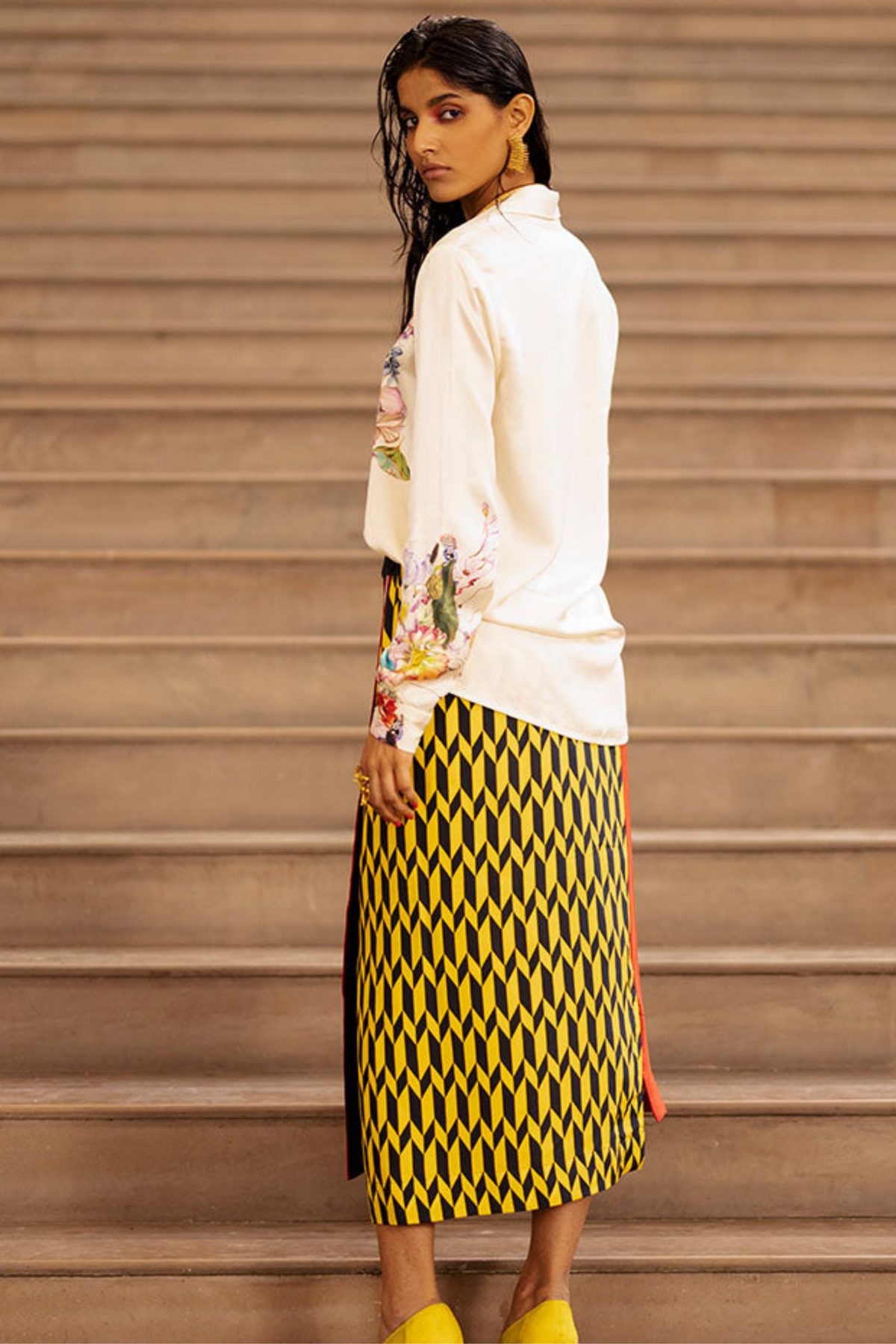 Floral Print Shirt With Wrap Skirt