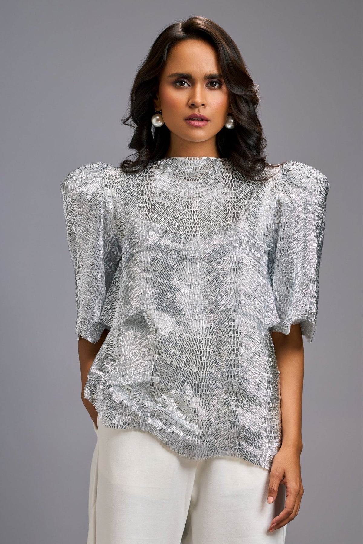 Sculptural Silver Co - ord Set - Deepika Arora - Elahe