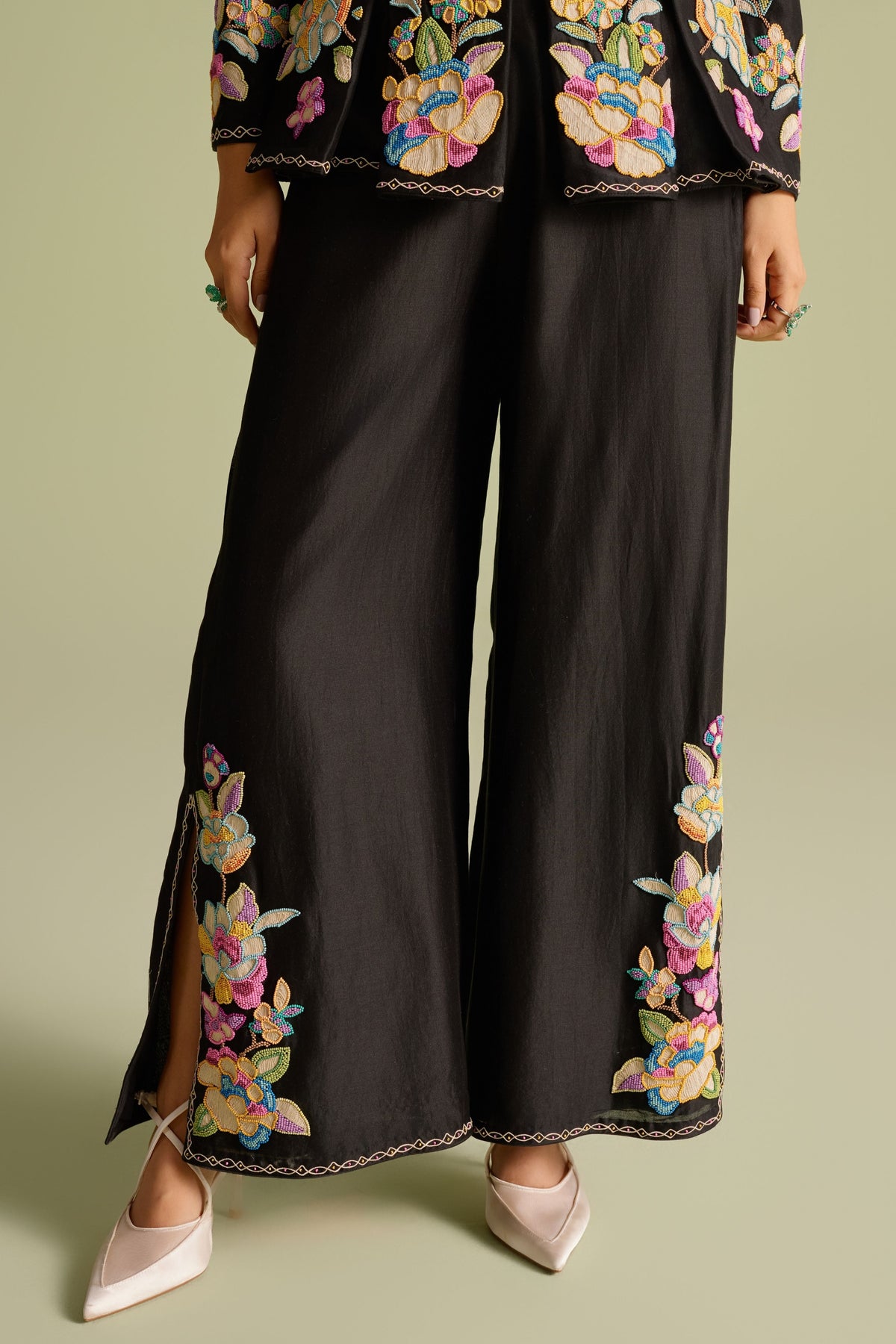 Black Cordwork Flared Pants