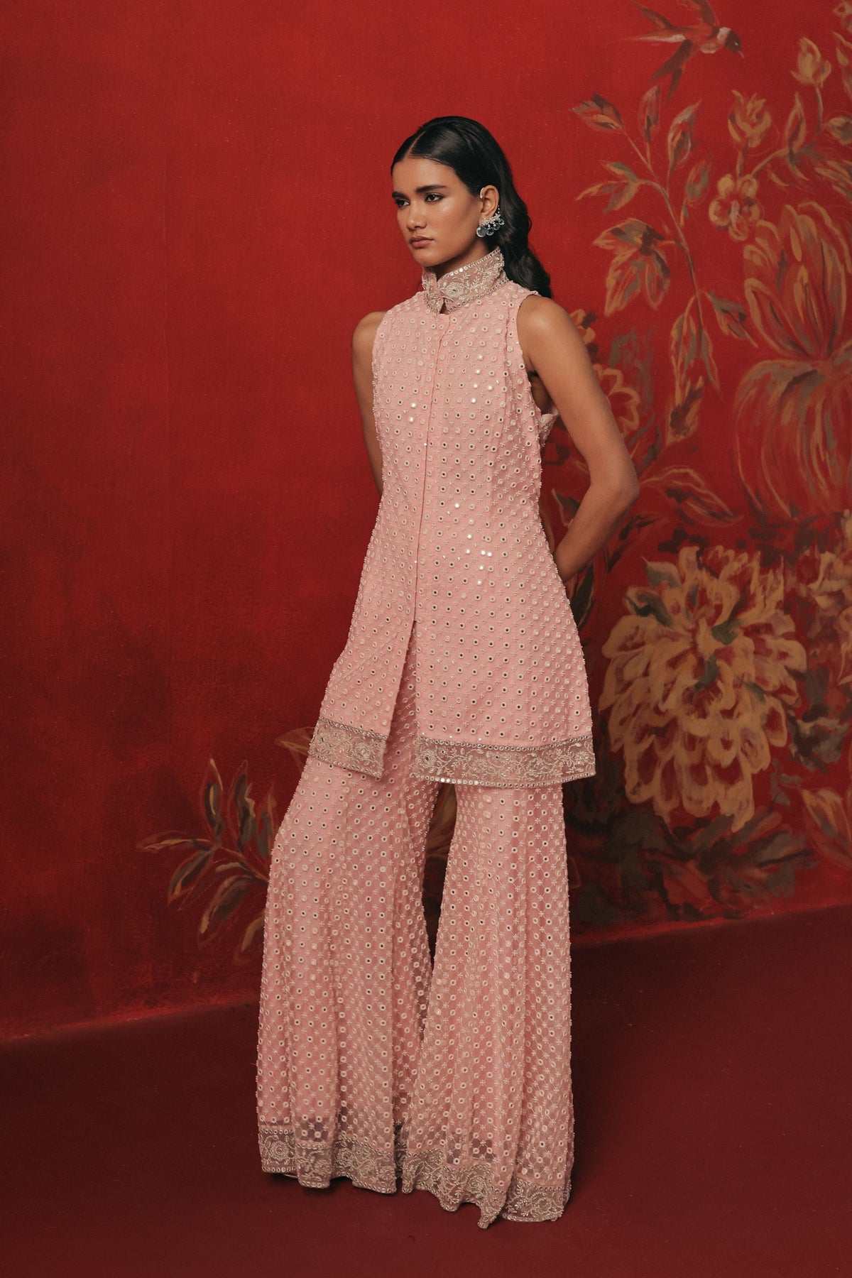 Band Collar Sharara Set