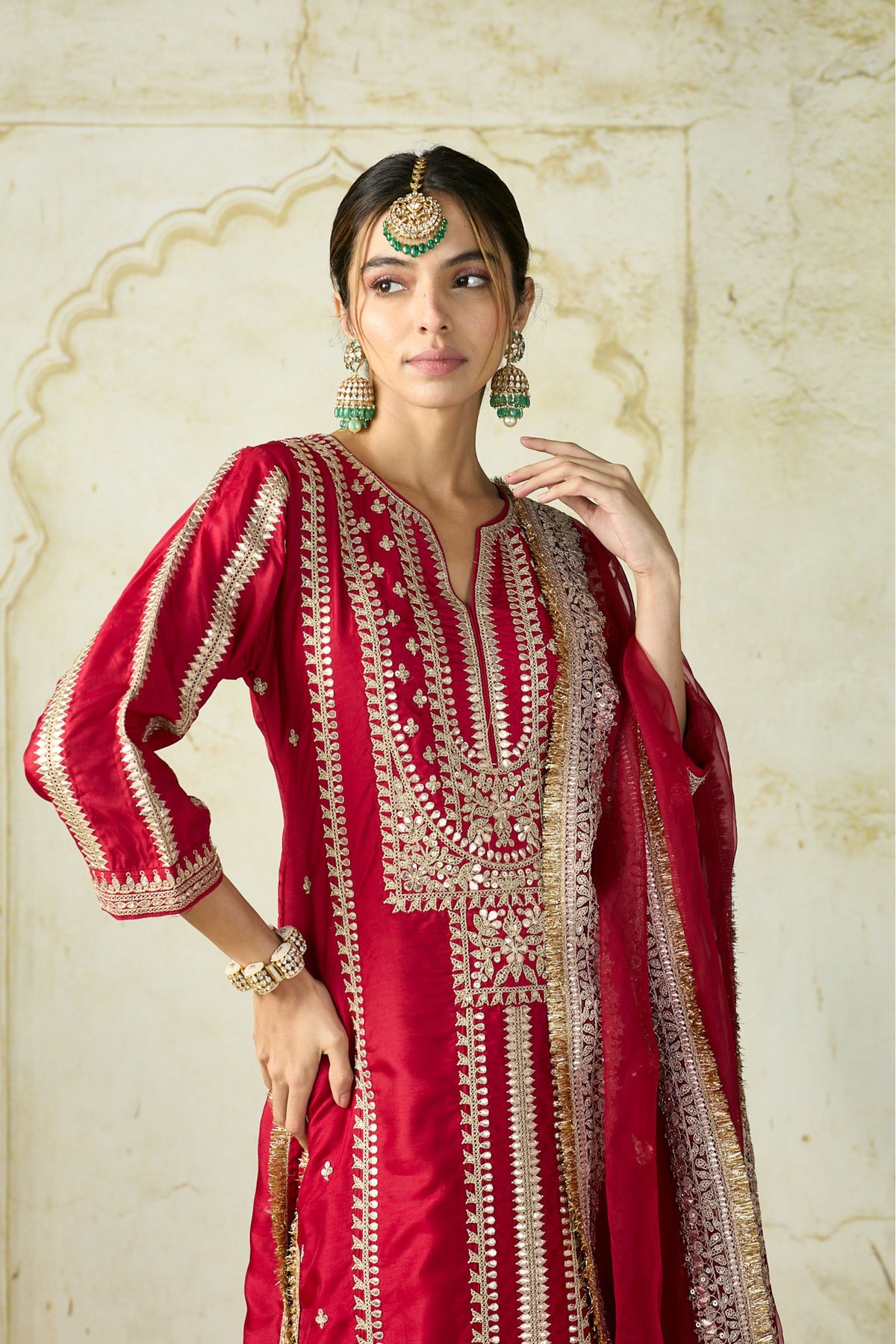 Red Lakshmi Kurta Set