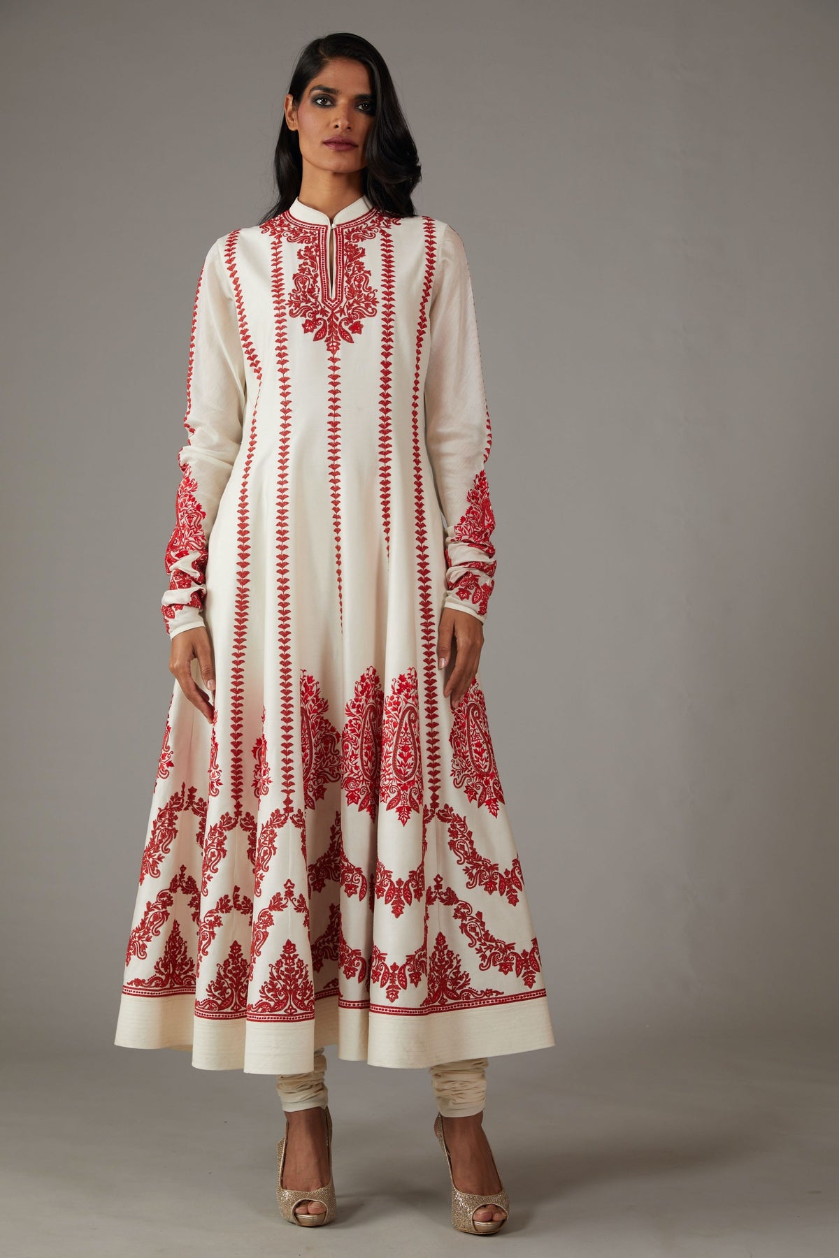 Ivory Anarkali Set With Embroidery