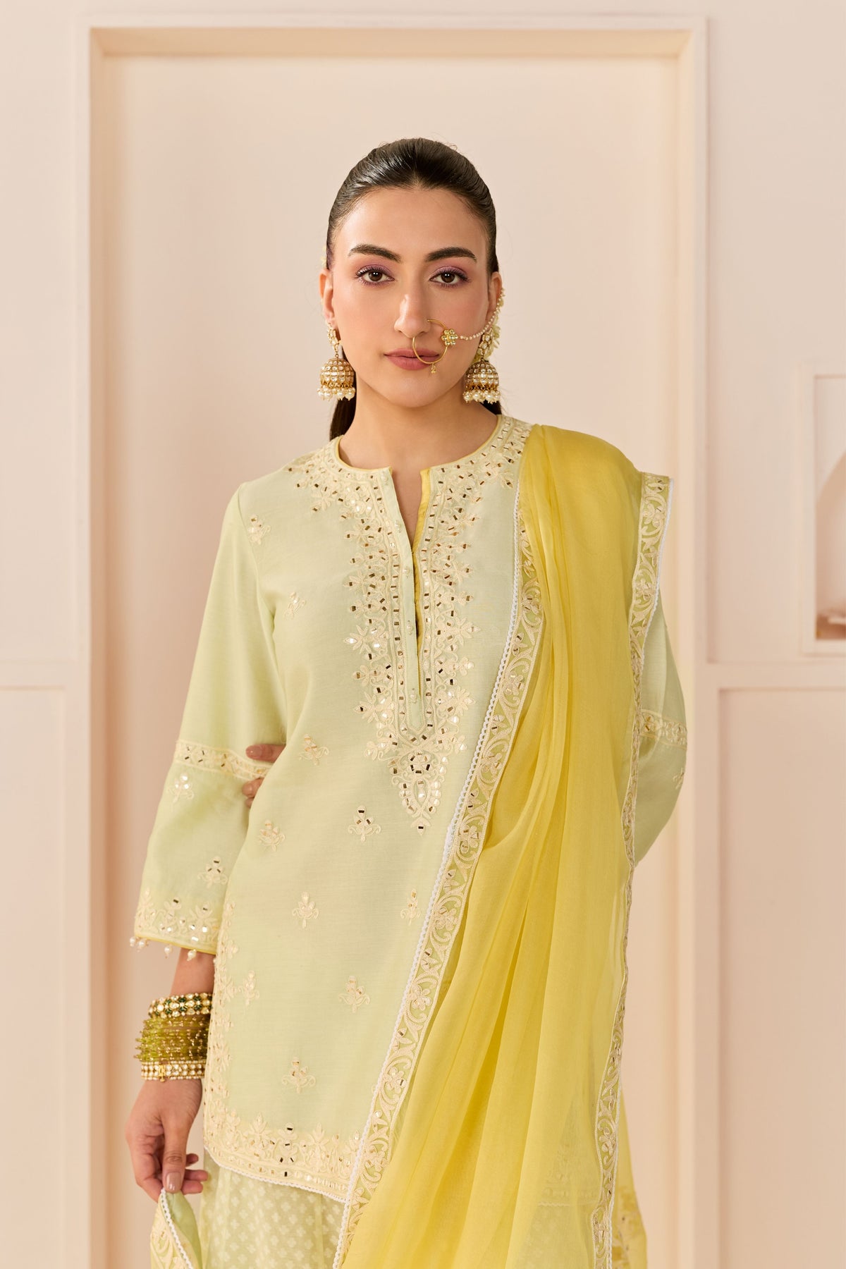 Reem Mint Green Short Choga Set