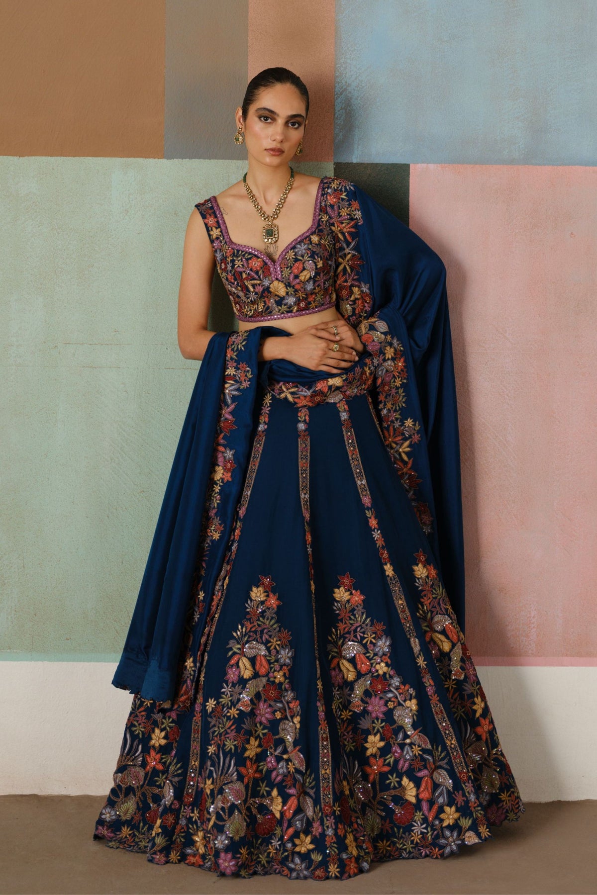 Navy Blue Valerie Lehenga Set