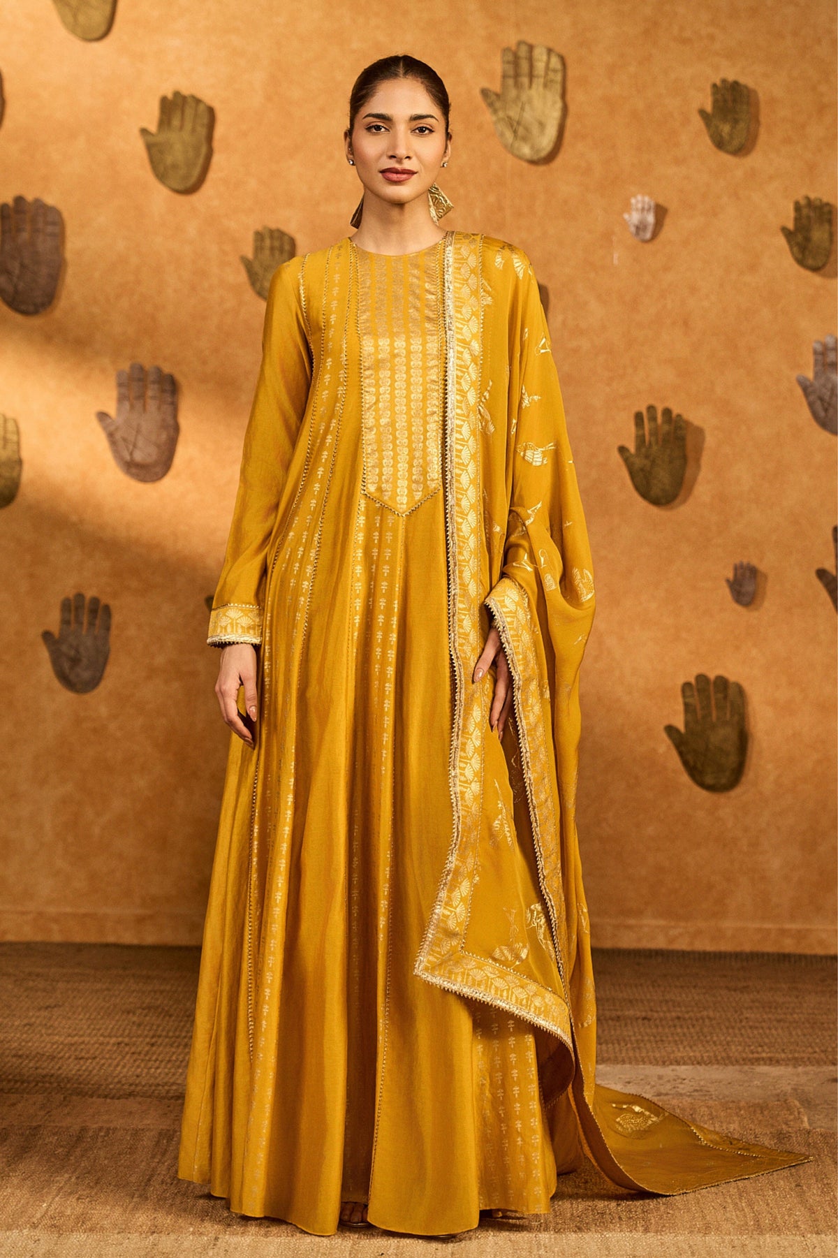 Ochre Snow Anarkali Set