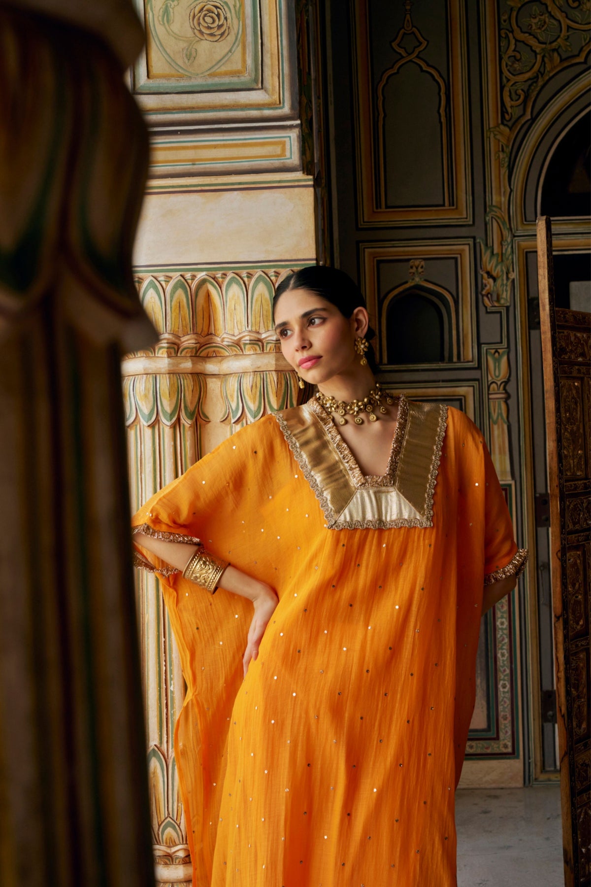 Saffron Glass Kaftan Set