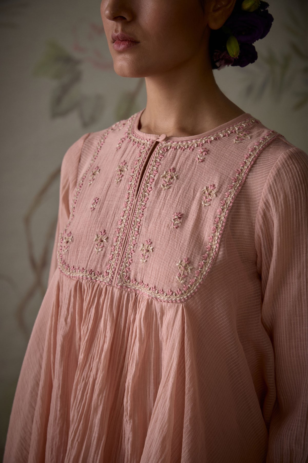 Pink Handwoven Flared Tunic