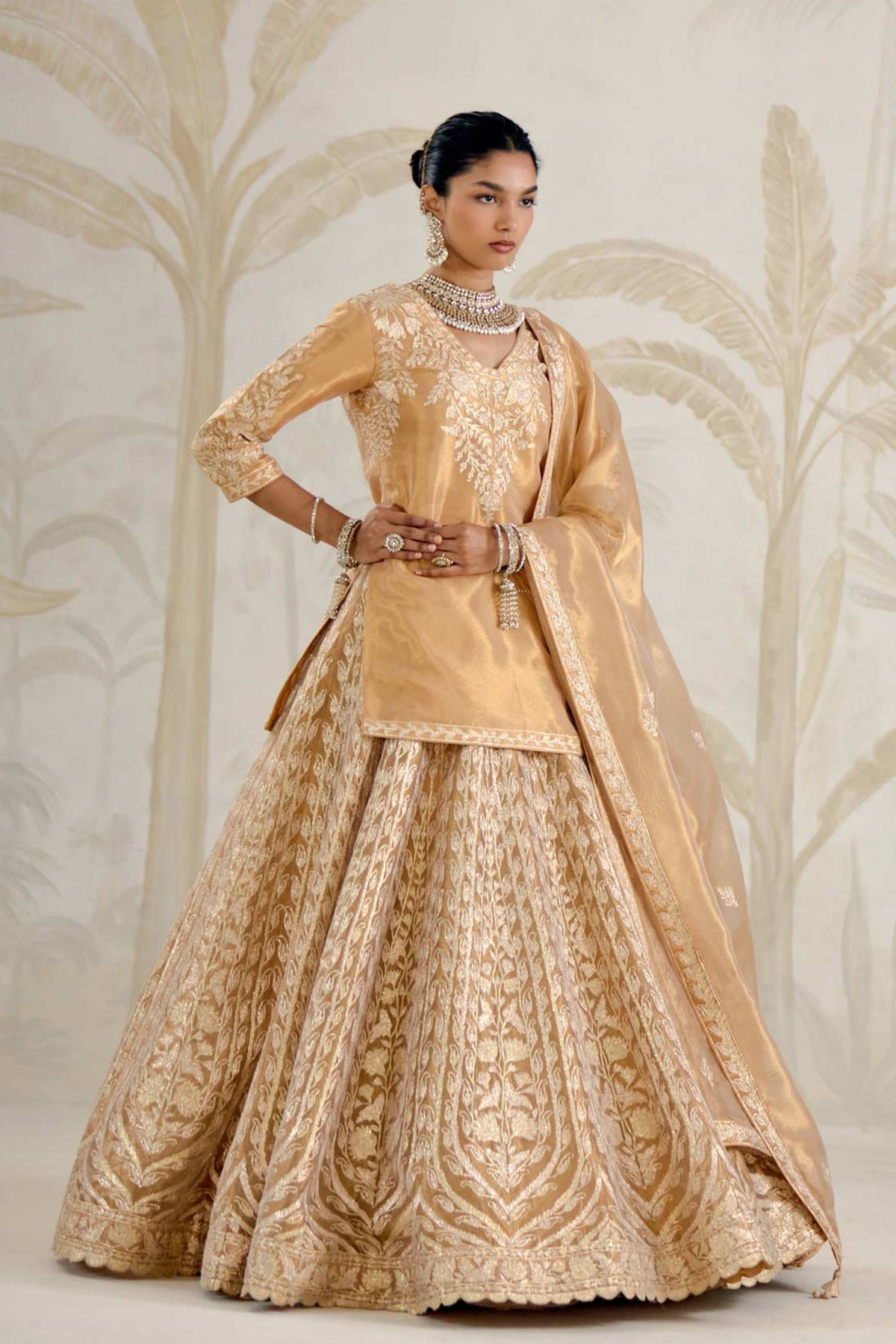 Gold Kurta-lehenga Set
