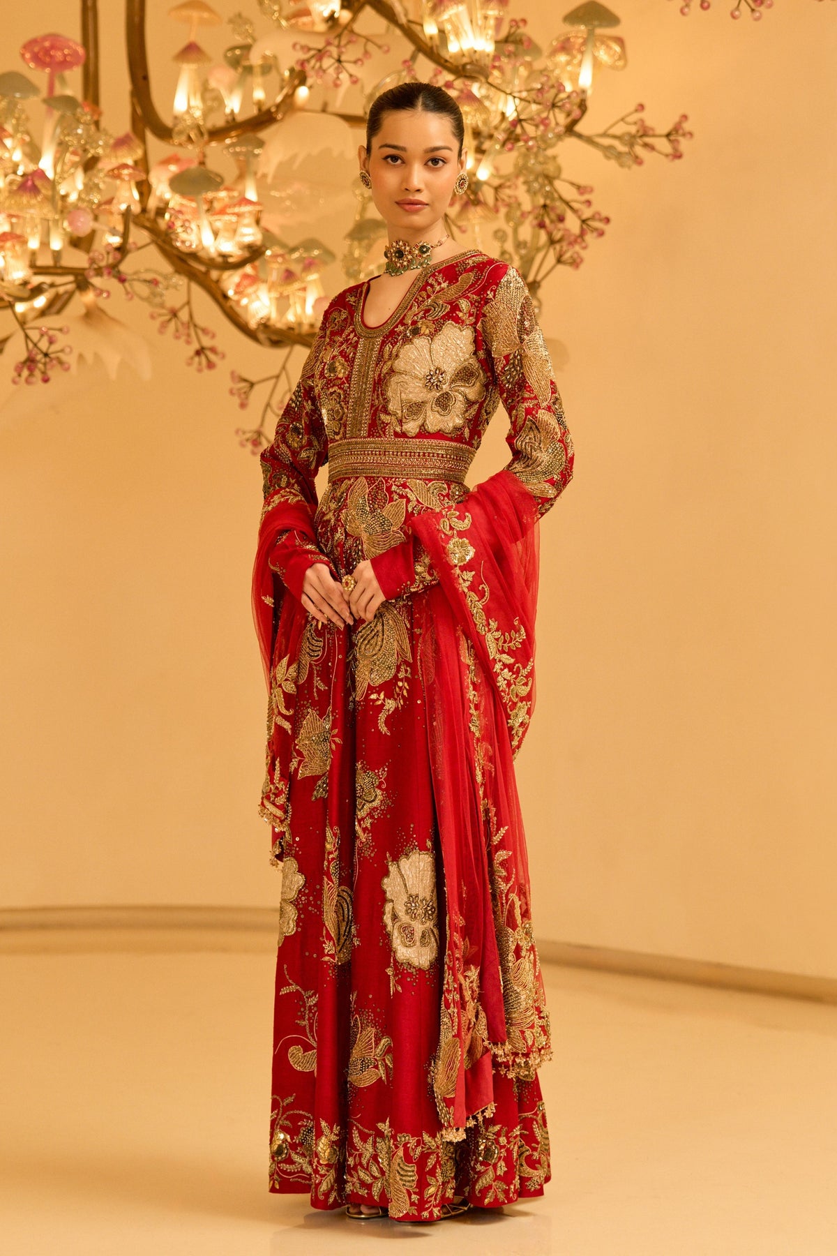 Zardozi Red Anarkali Set