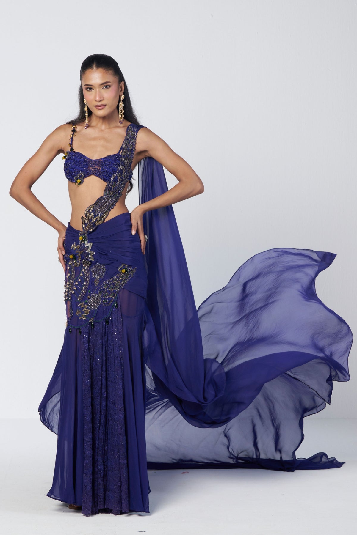 Electric Draped Saree