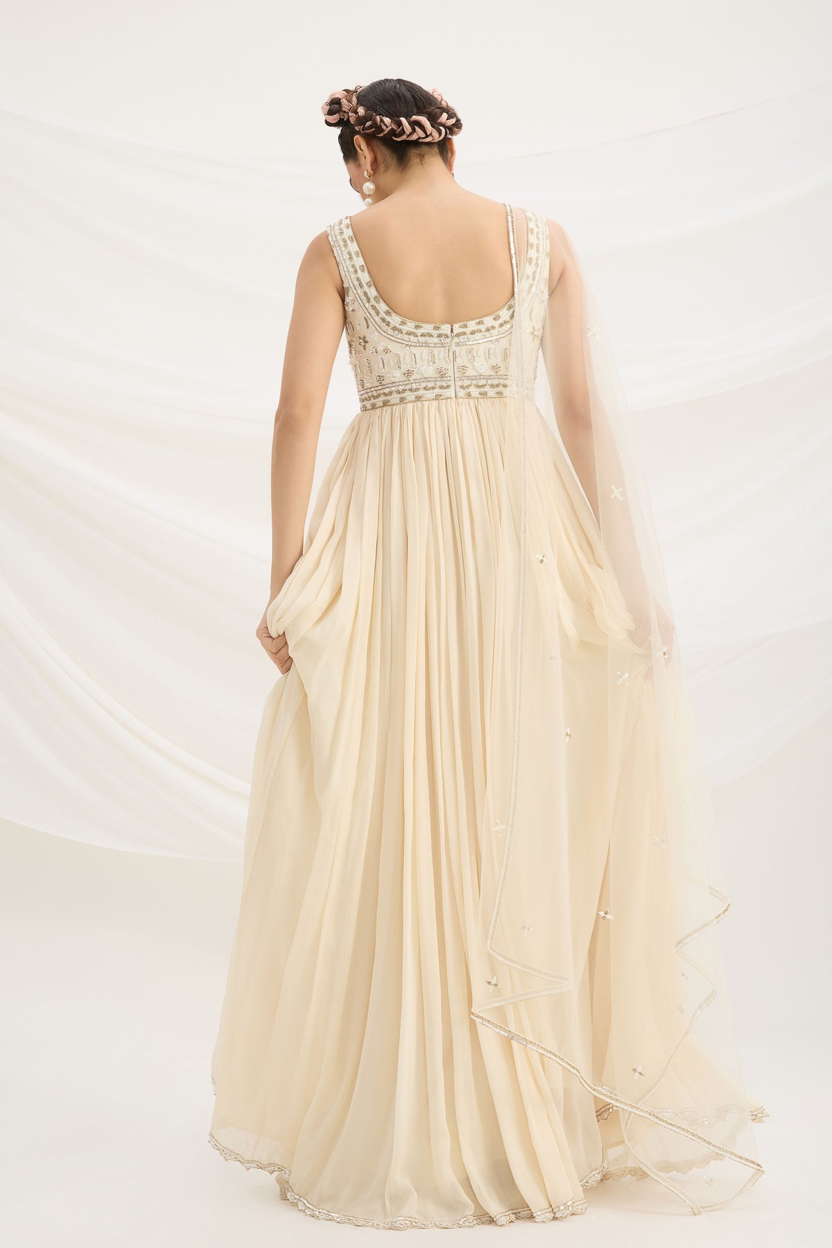 Beige Embroidered Dress