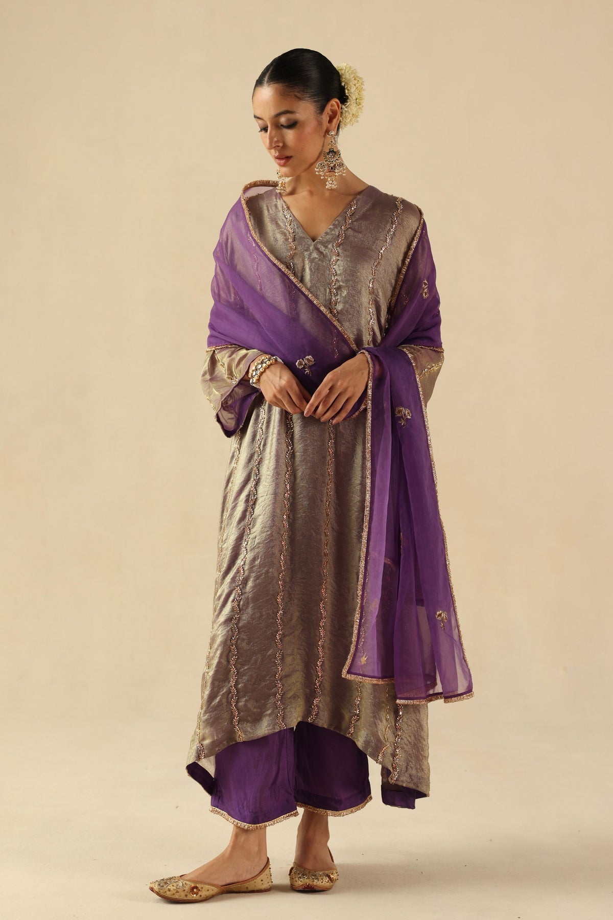 Purple Jhoomar Kurta Set