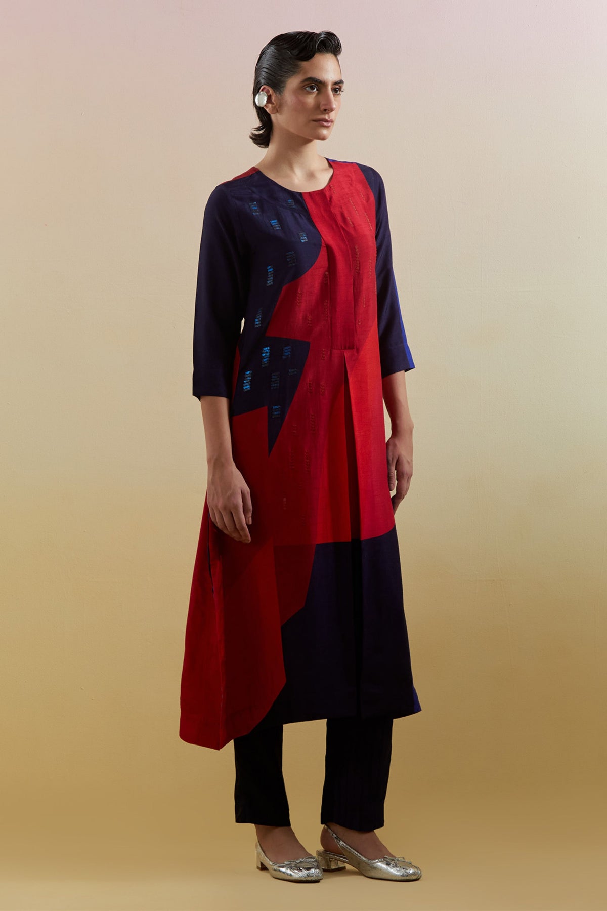 Zenith Navy & Red Kurta Set