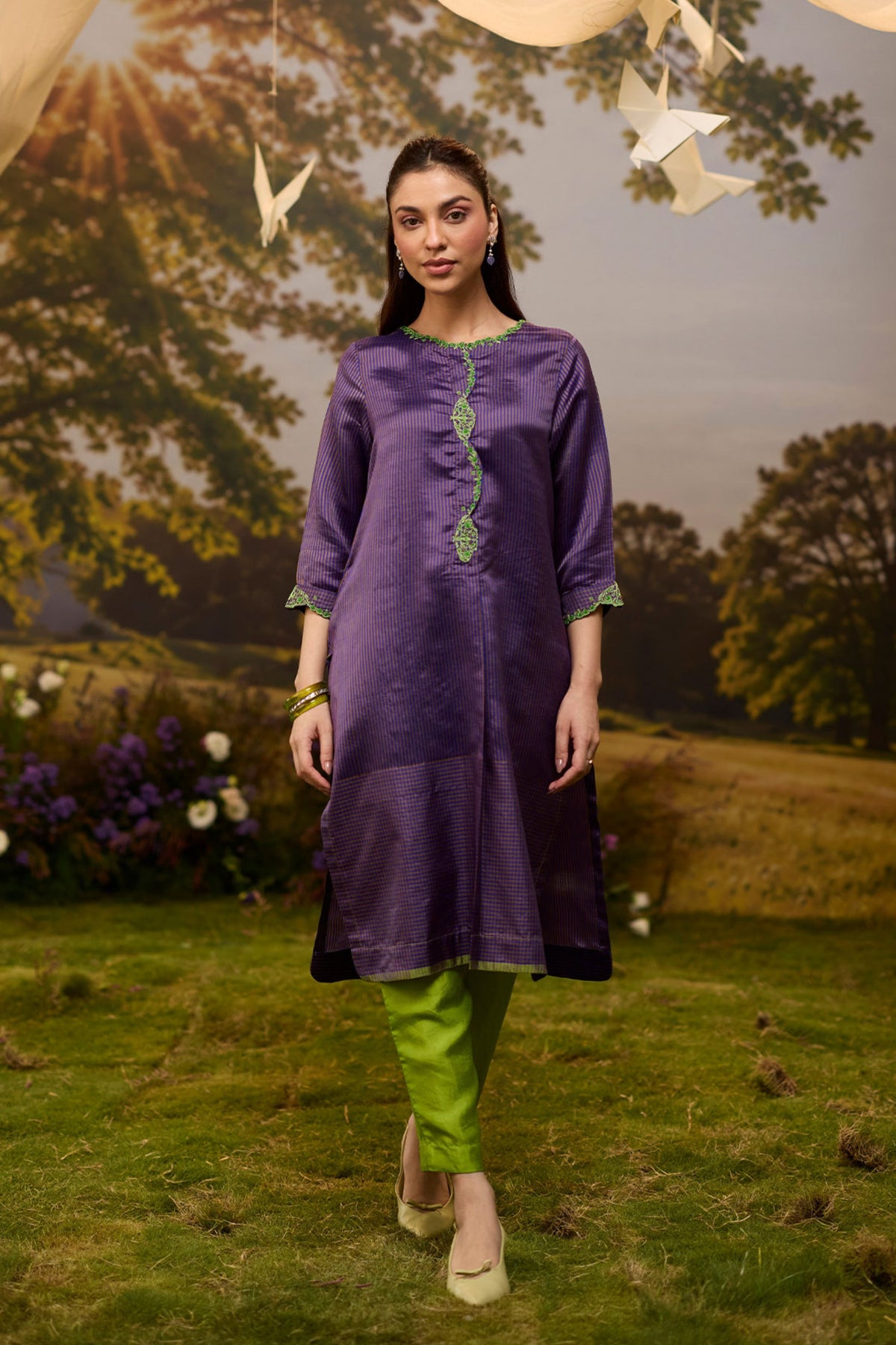 Rhythm n Rhyme Embroidered Purple Kurta Set