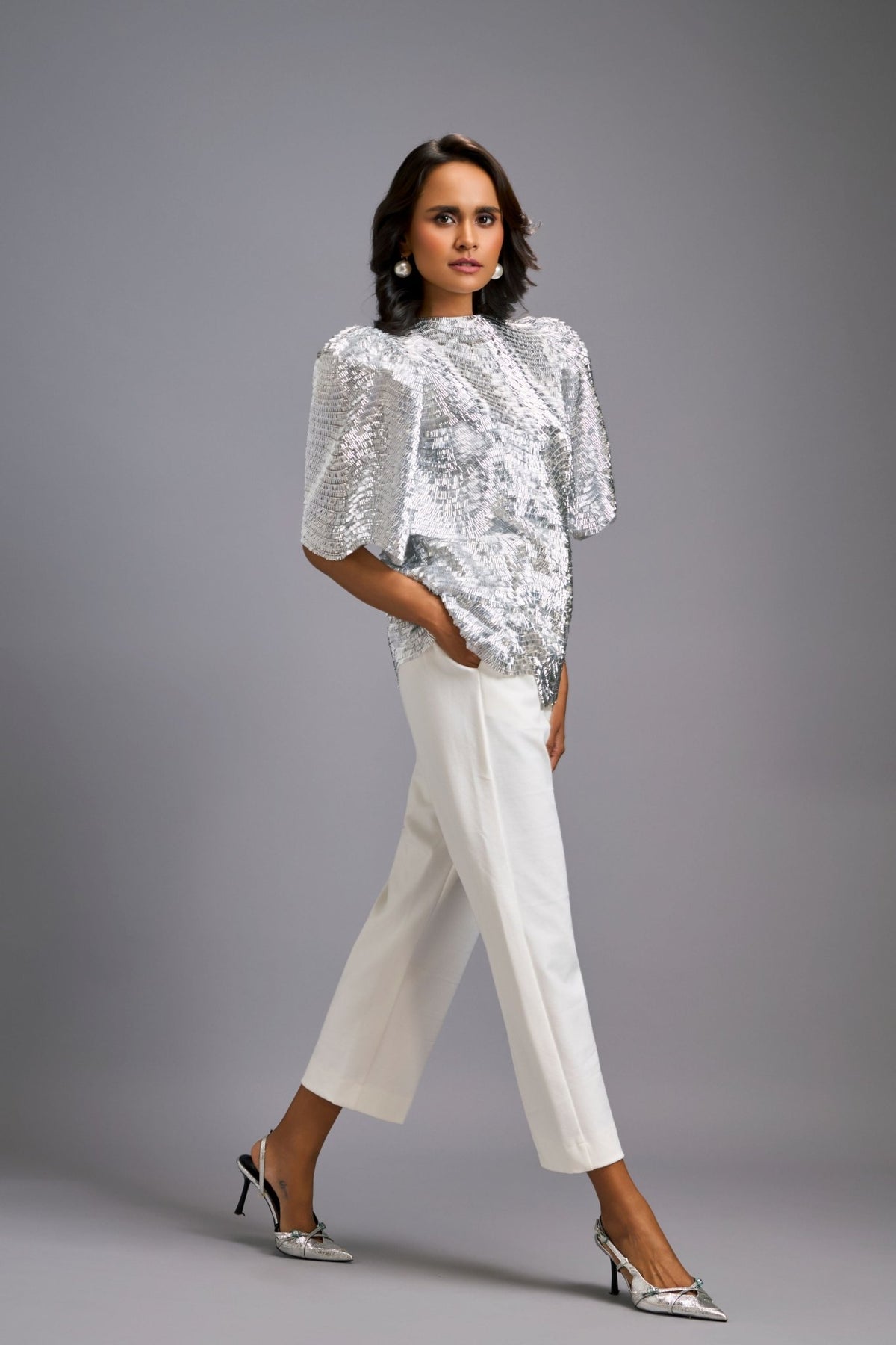 Sculptural Silver Co - ord Set - Deepika Arora - Elahe