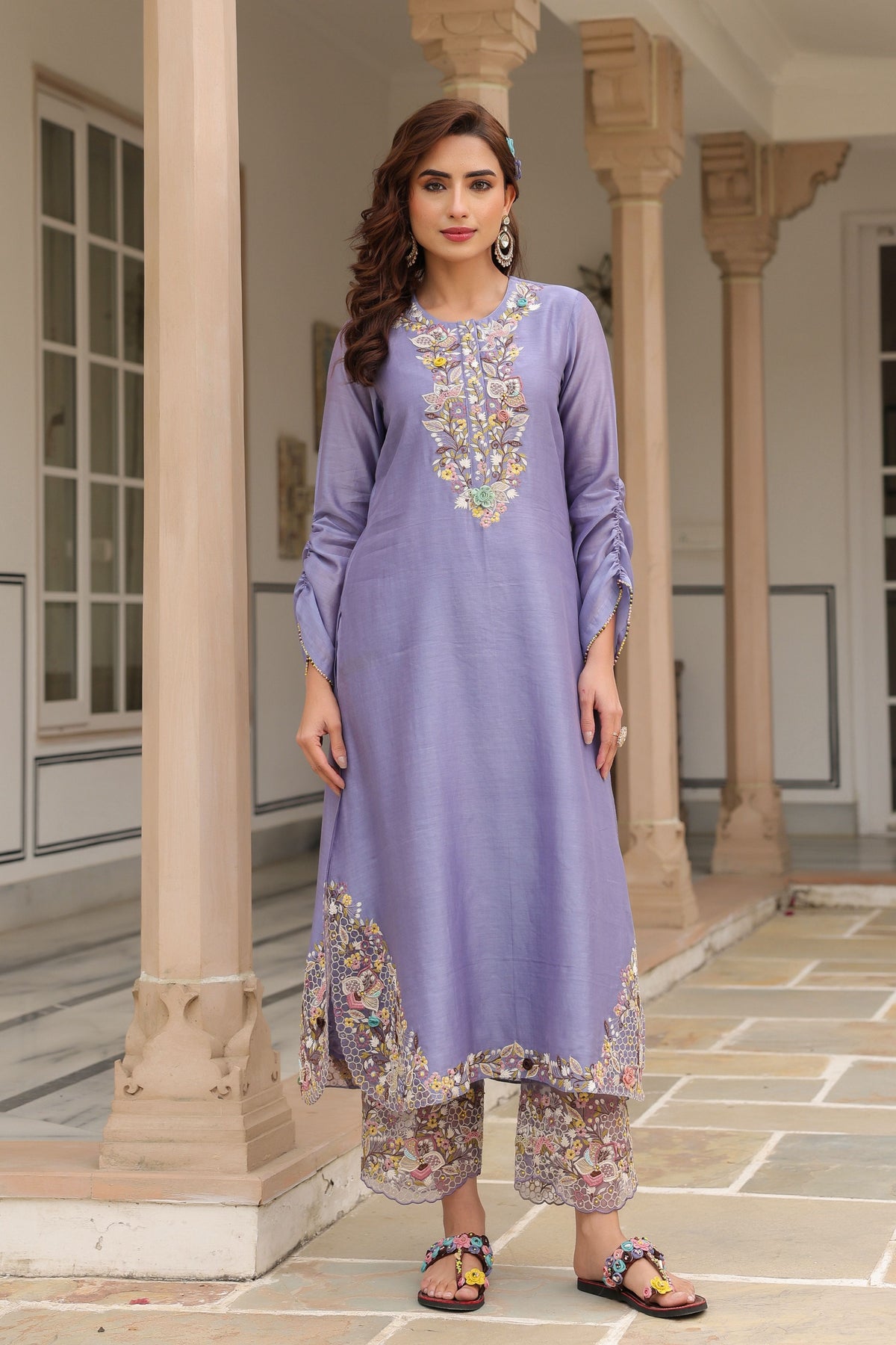 Gulzar Lilac Farshi Kurta Set