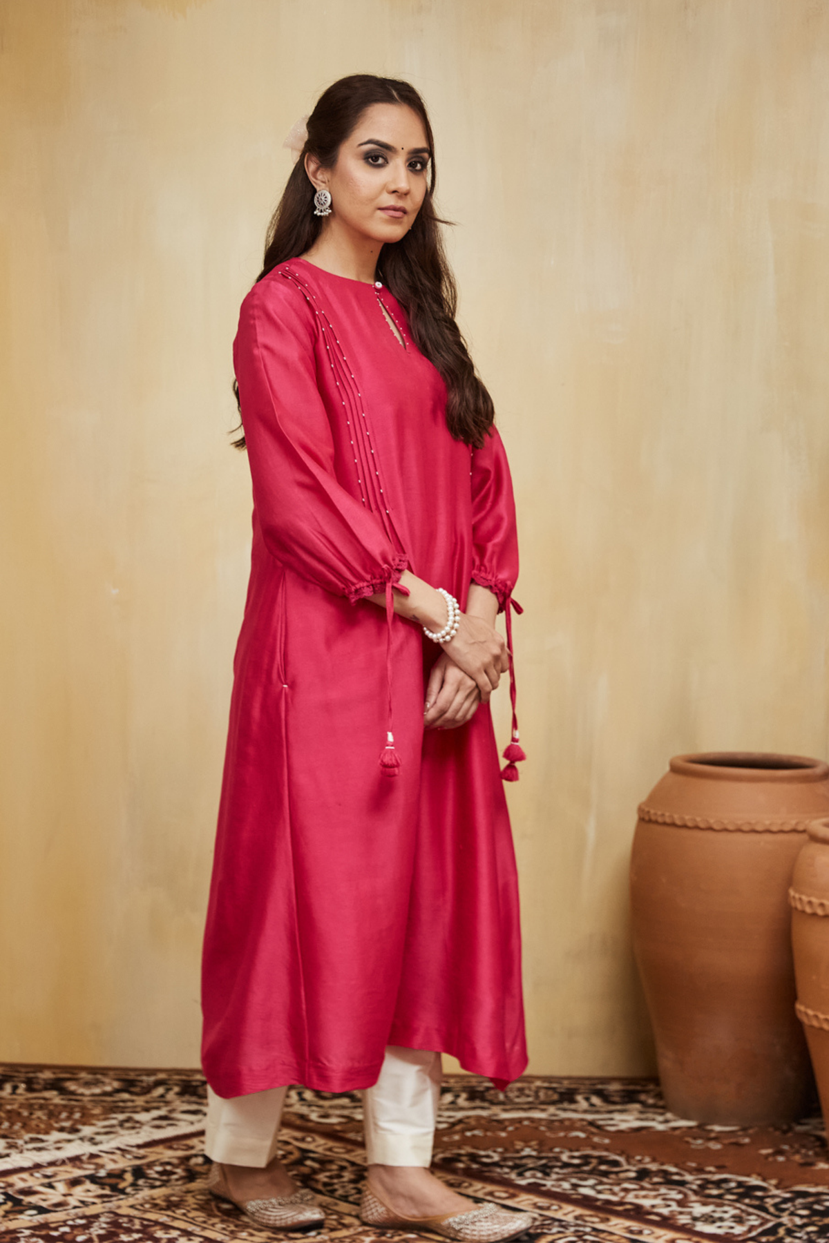 Pink Chanderi Aisha Kurta