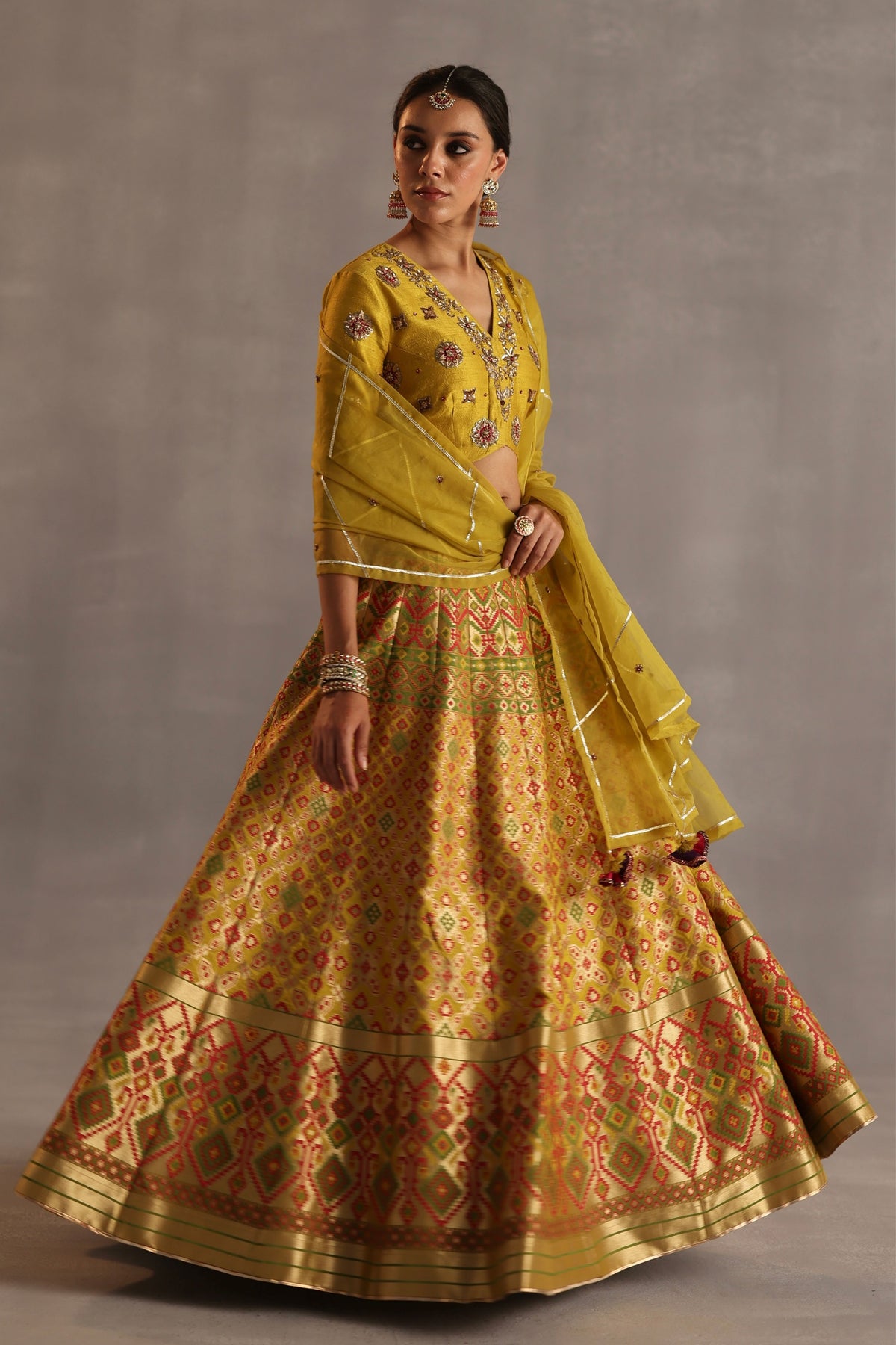 Saras Mustard Lehenga