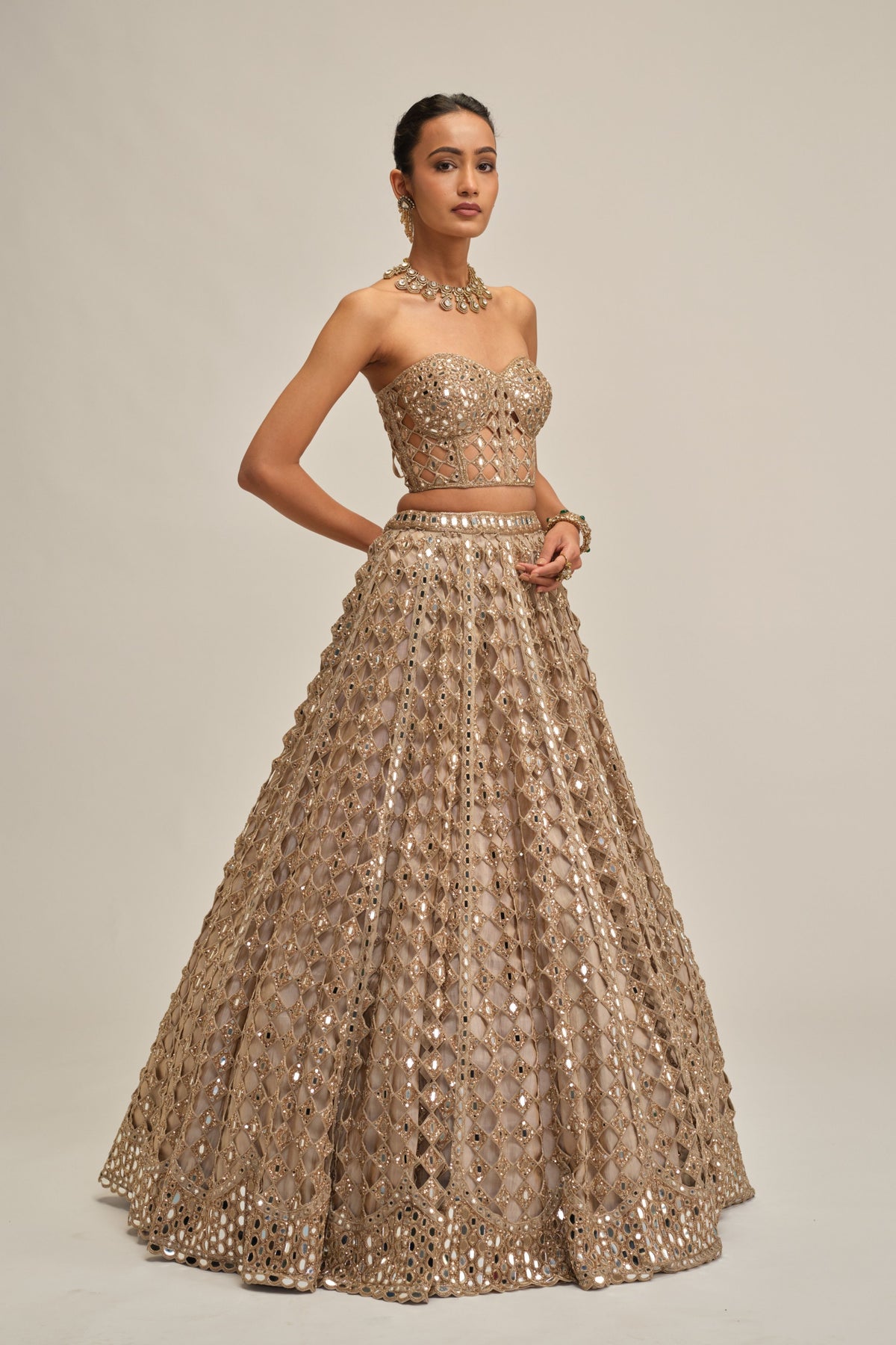 Light Beige Lehenga Set
