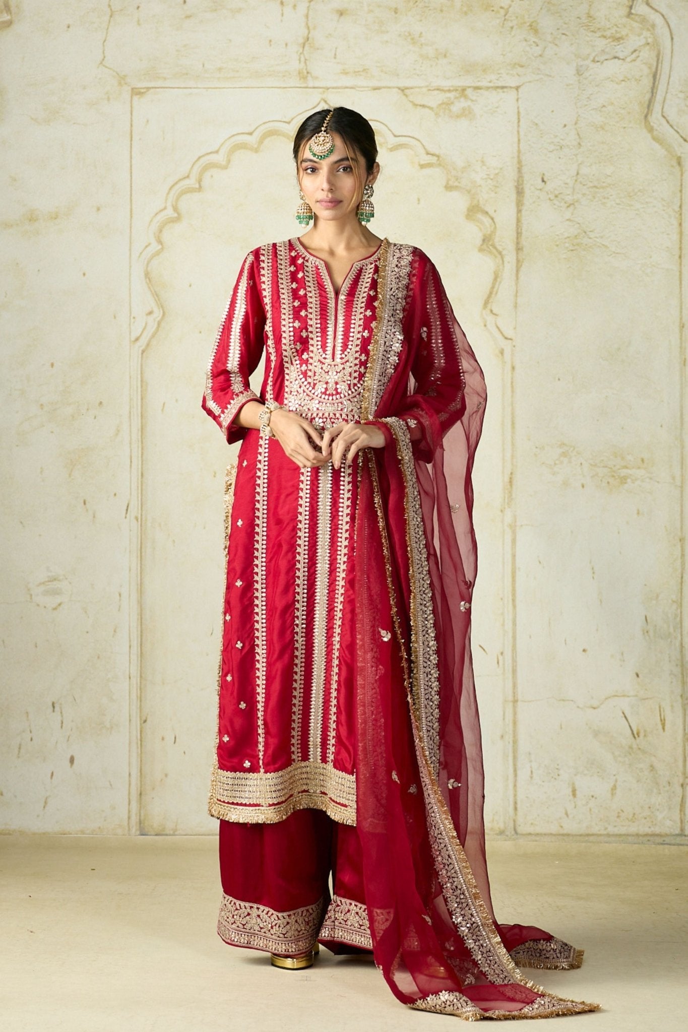 Red Lakshmi Kurta Set - Gopi Vaid - Elahe