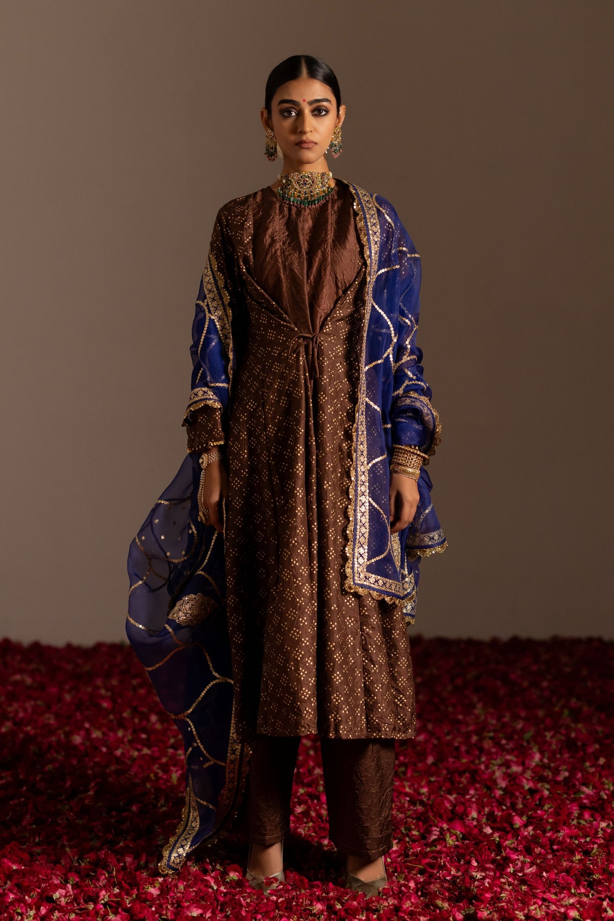 Panelled Anarkali Tie-Up Set