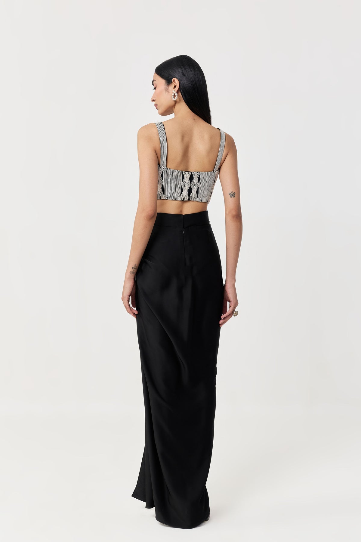 Entwined Corded Black And White Bustier Cape Set