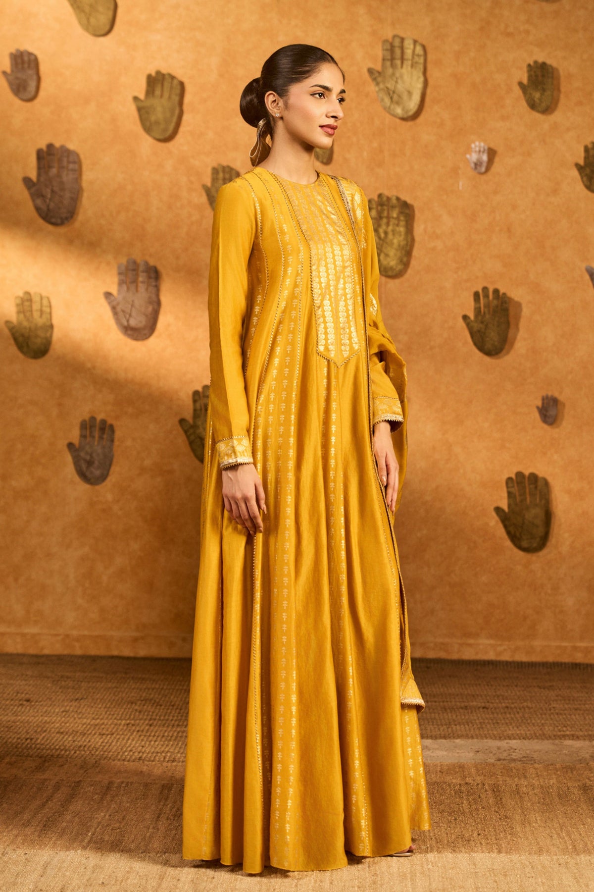 Ochre Snow Anarkali Set