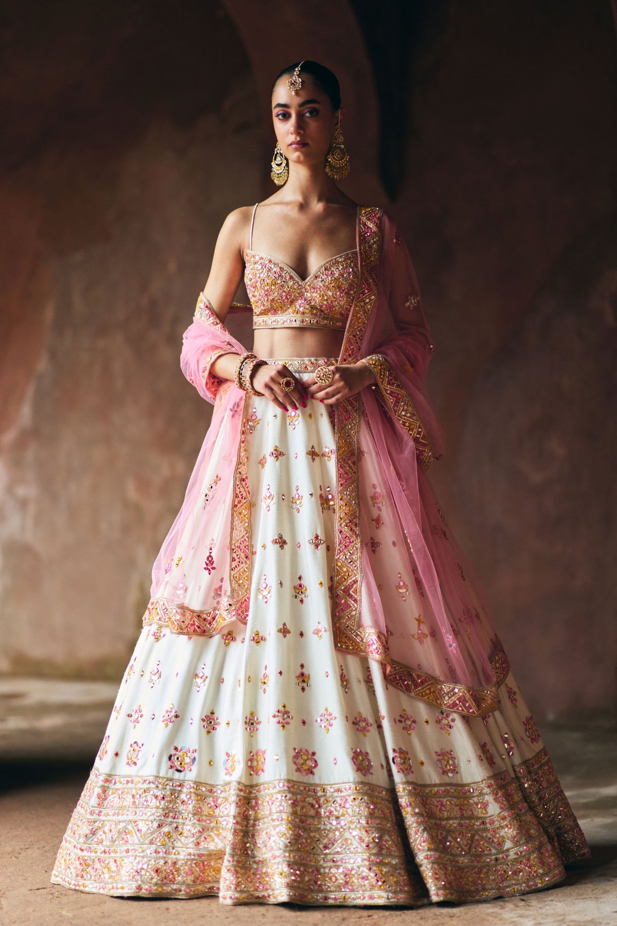 Ivory Raw Silk Lehenga Set
