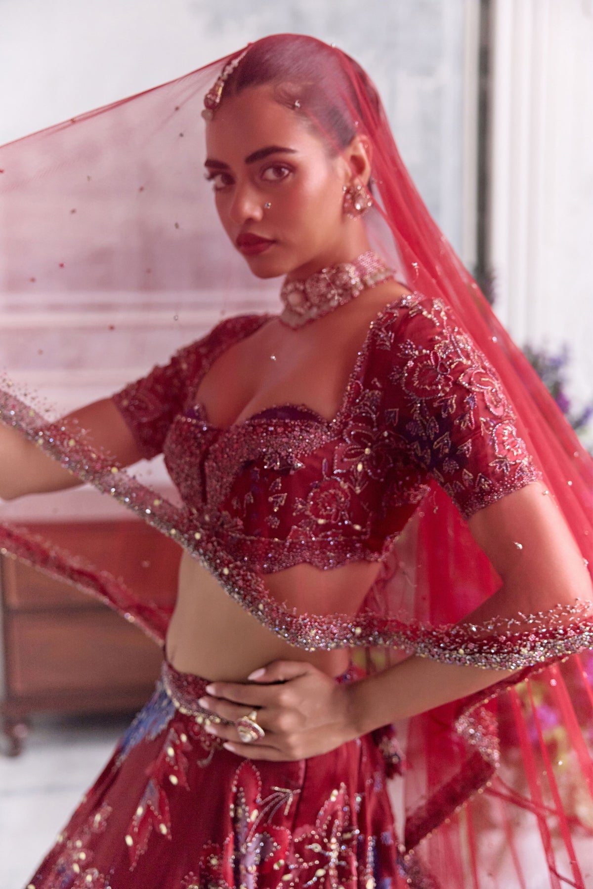 Ridaa Lehenga Set With Veil