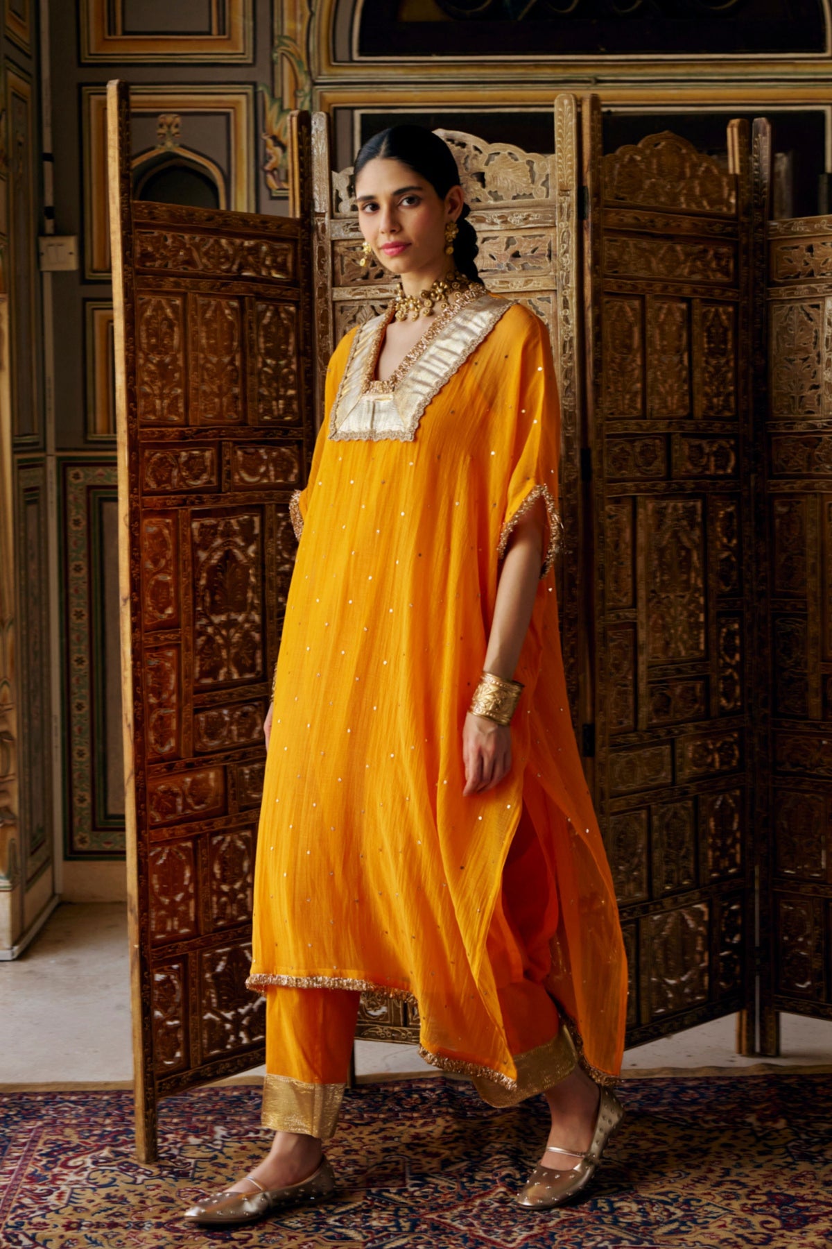 Saffron Glass Kaftan Set