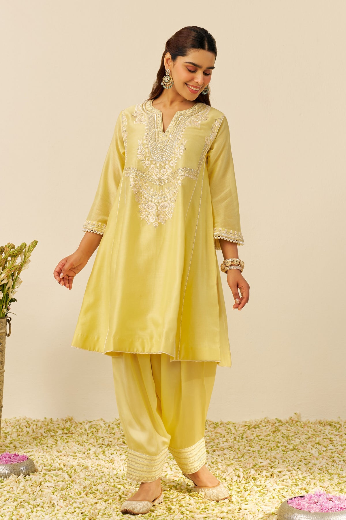 Aiza Yellow Kurta With Salwar