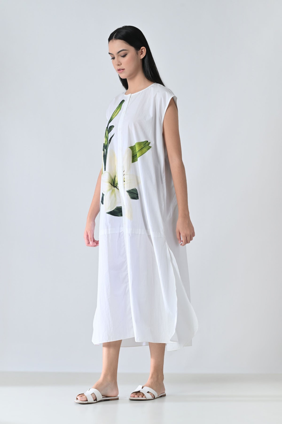 Soft Ivory Floral Printed Dress