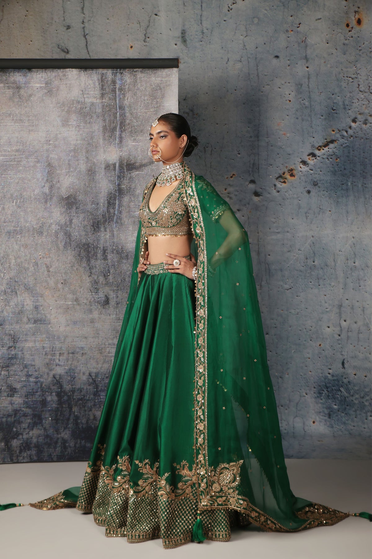Green Zardosi Lehenga Set