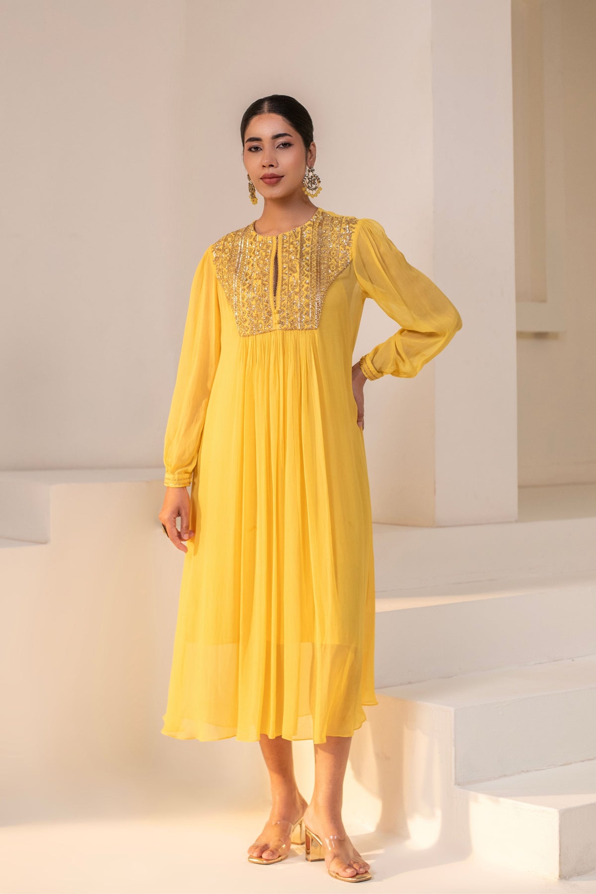 Sunshine Yellow Embellished Dress