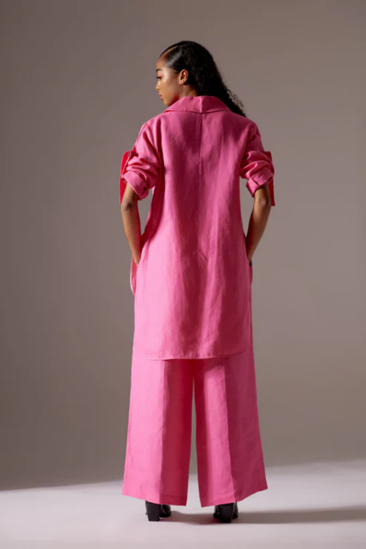 Pink Shirt Fit Jacket Set
