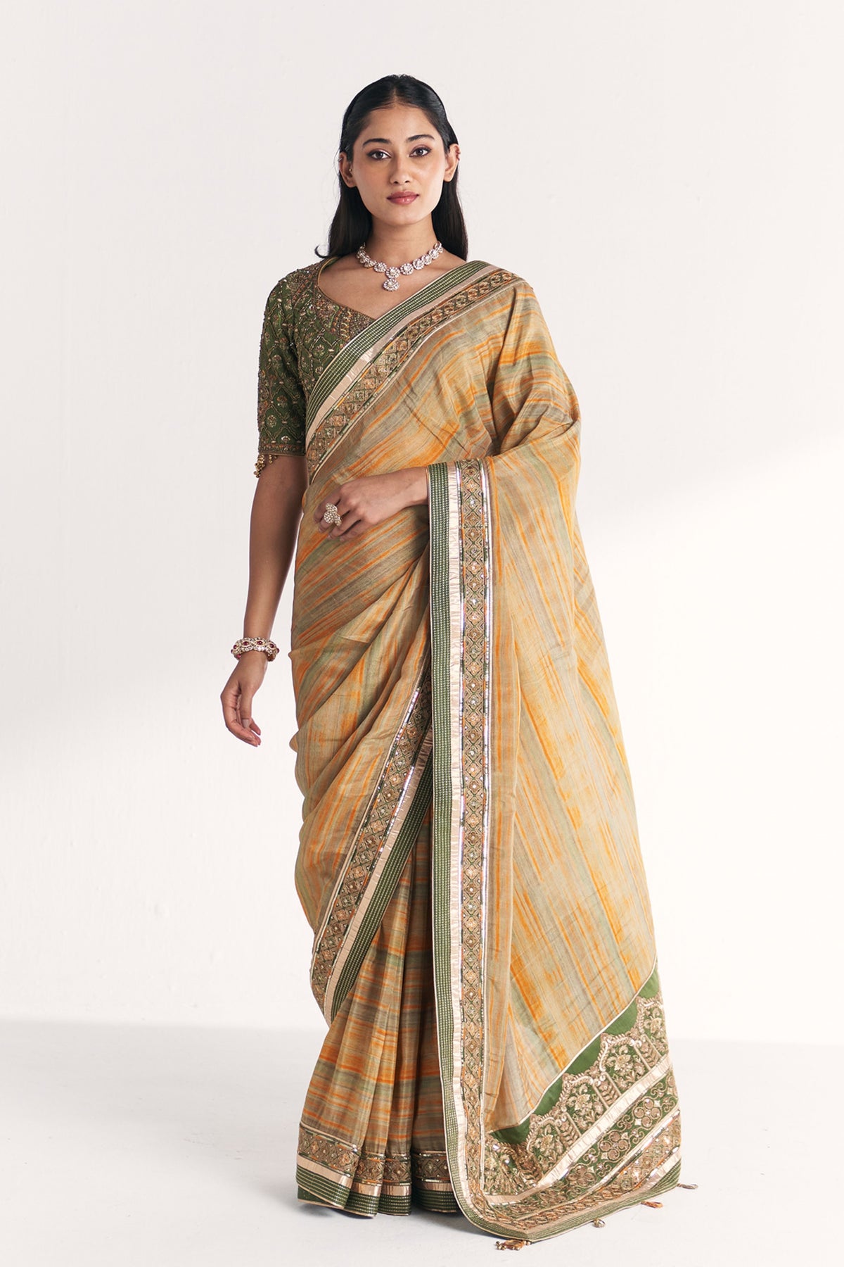 Morni Green Saree