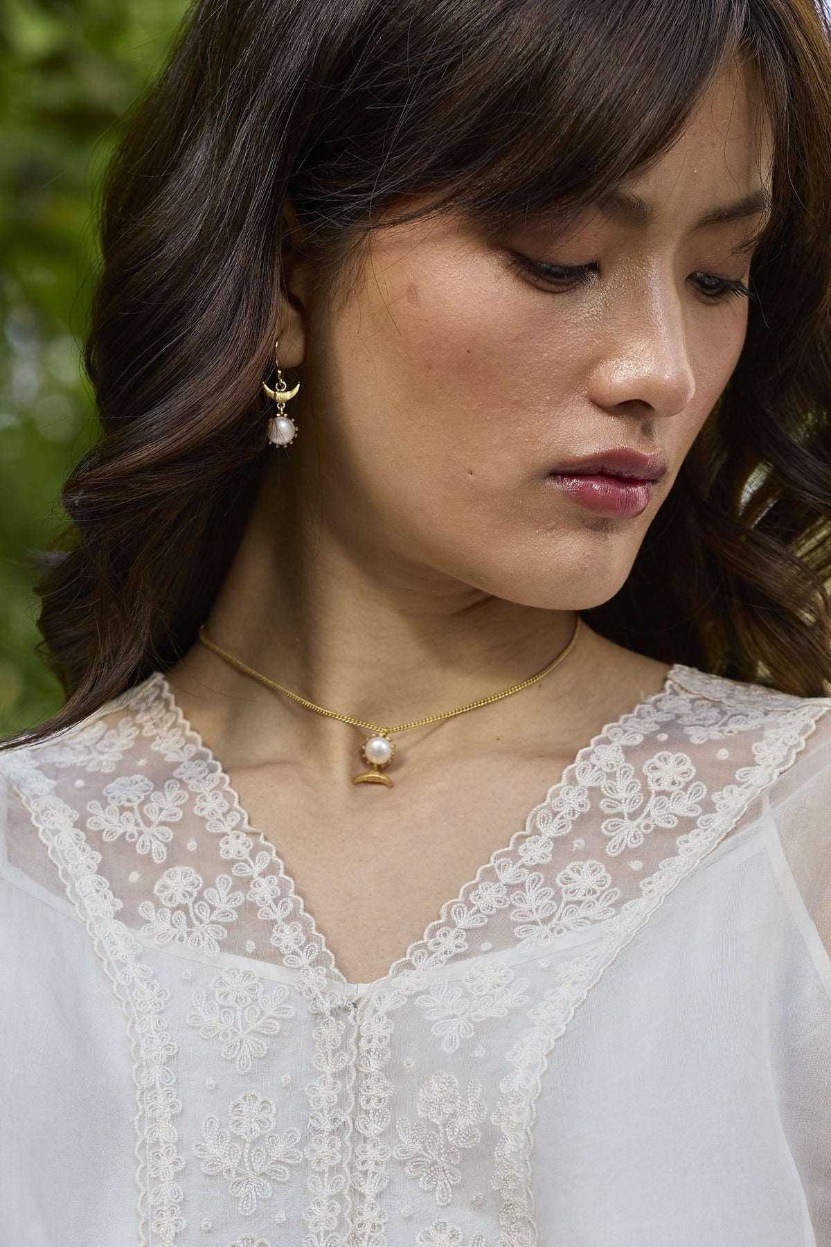Wander Trail Ivory Embroidered Blouse