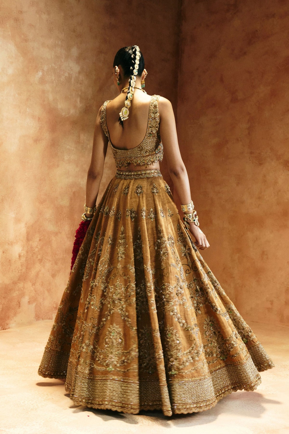 Copper Gold Sindh Tissue Lehenga Set
