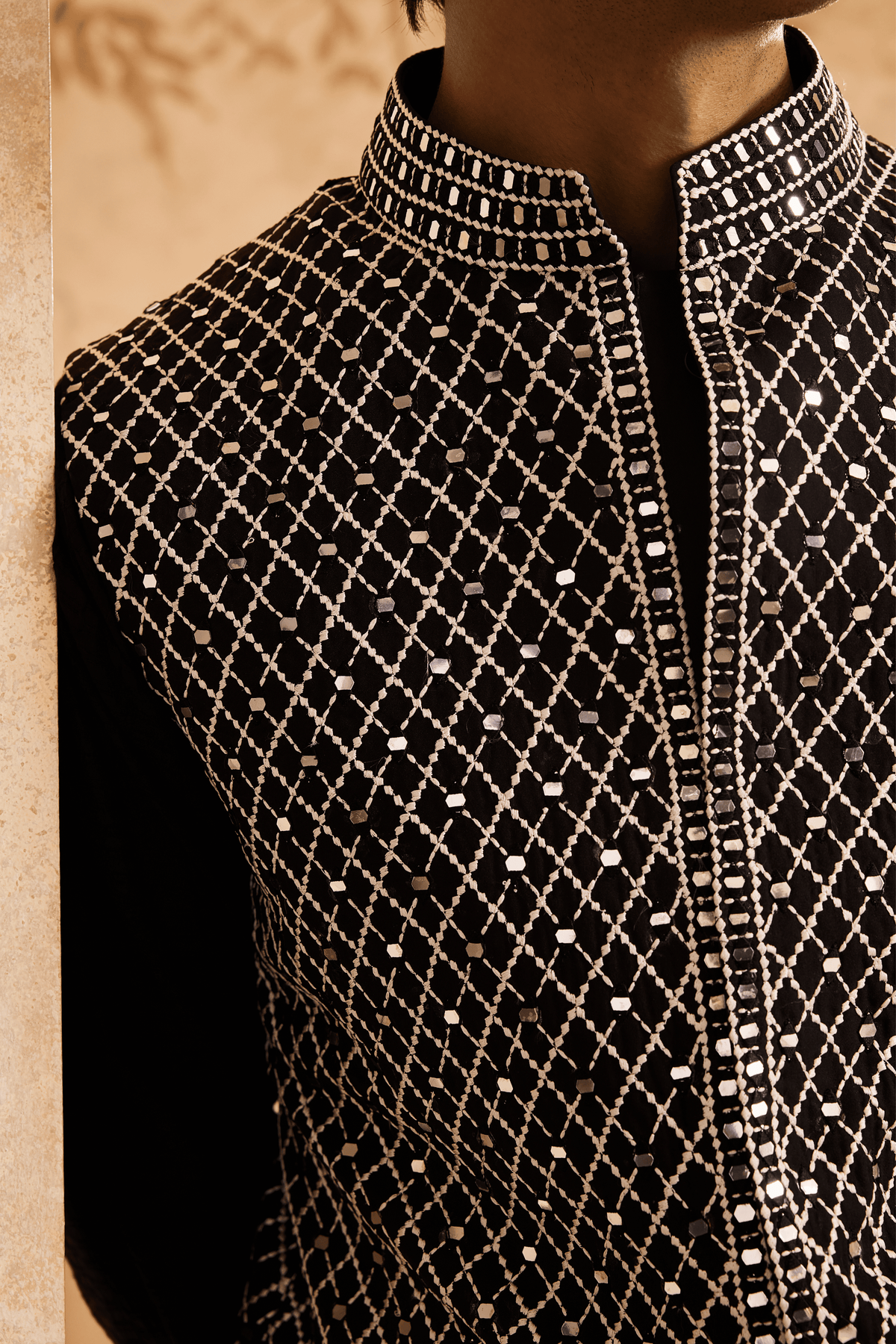 Embroidered Nehru Jacket Kurta Set
