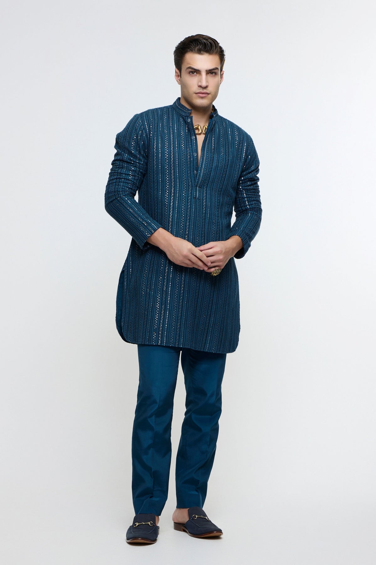 Zayan Blue Lucknowi Kurta Set
