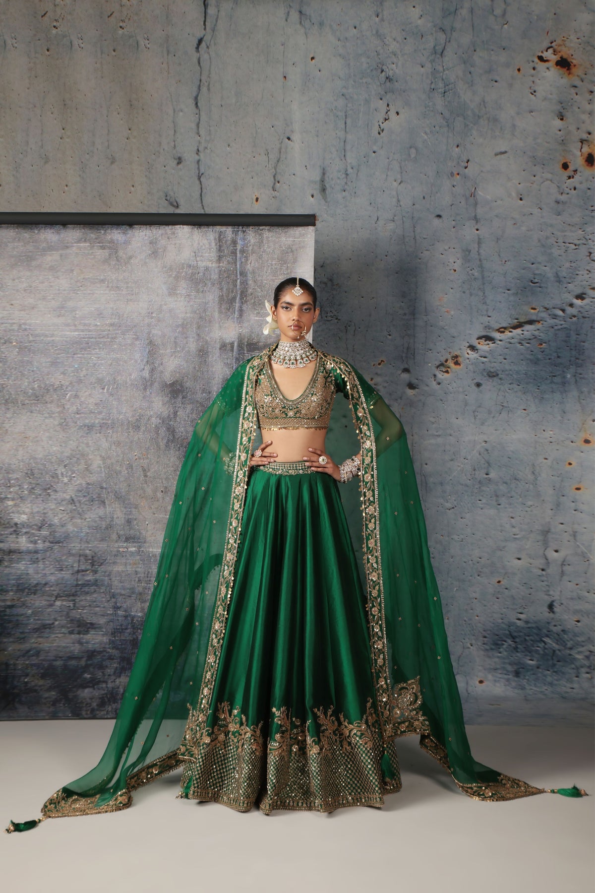 Green Zardosi Lehenga Set