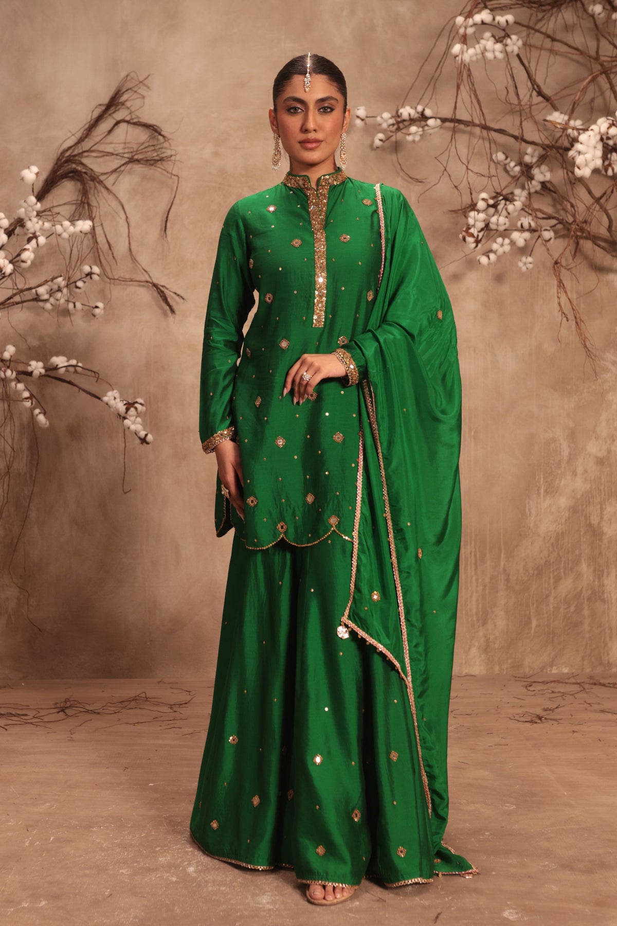 Green Sharara Set