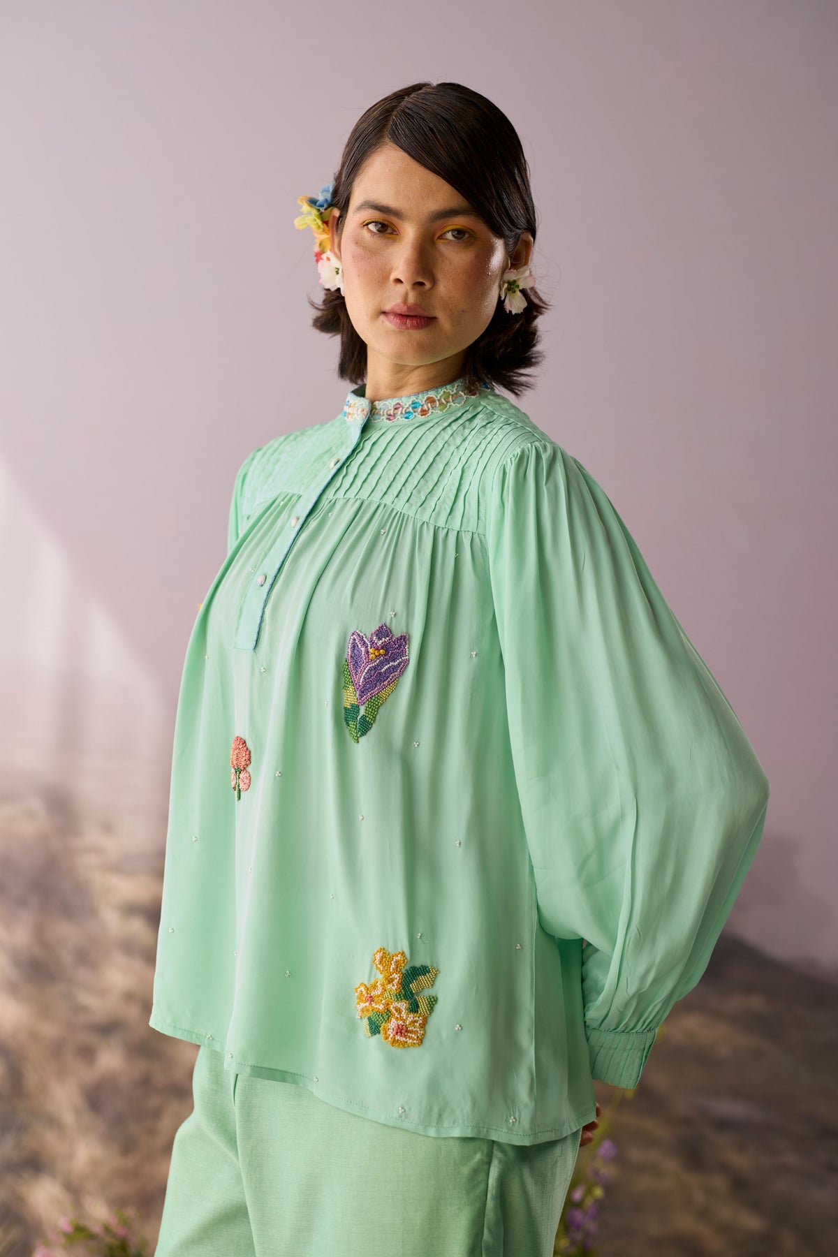 Seaglass Pintuck Top