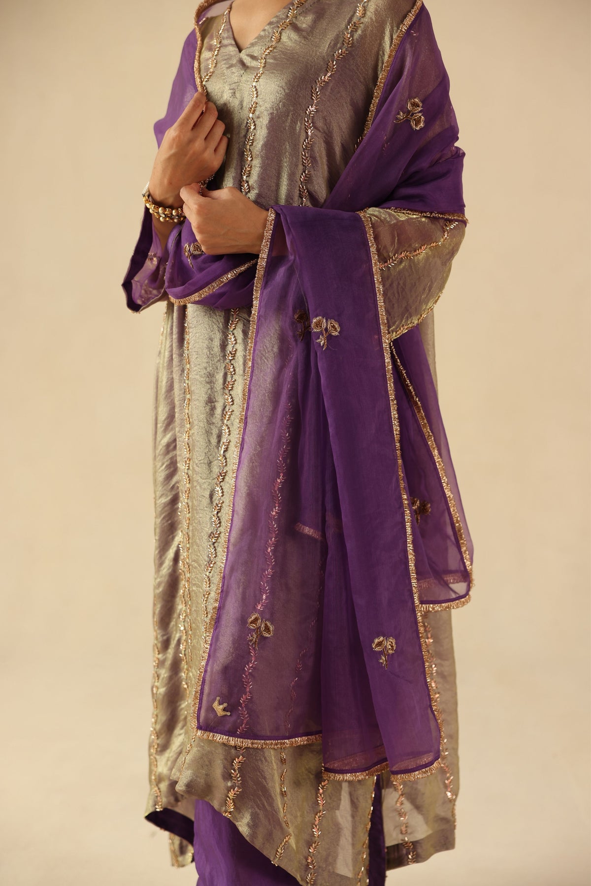 Purple Jhoomar Kurta Set