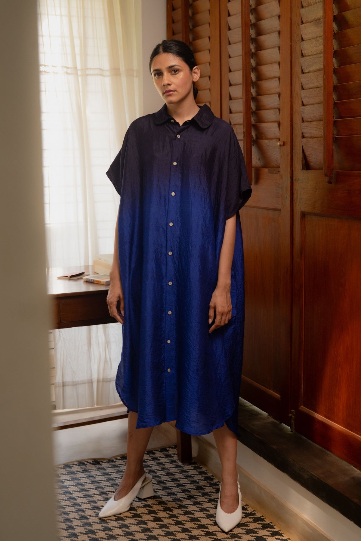 Blue Ombre Shirt Dress